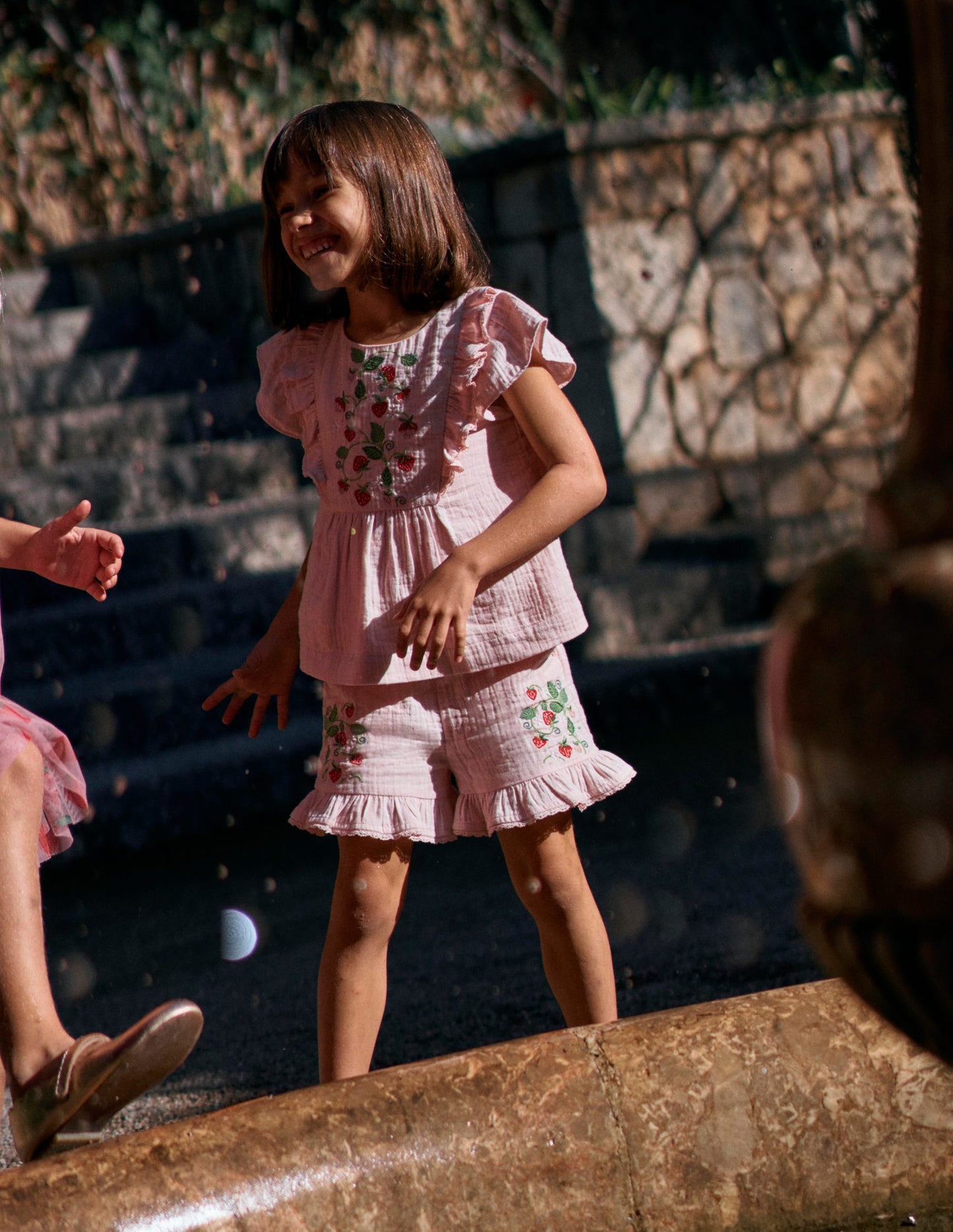 Frill Woven Shorts-Lotus Strawberry