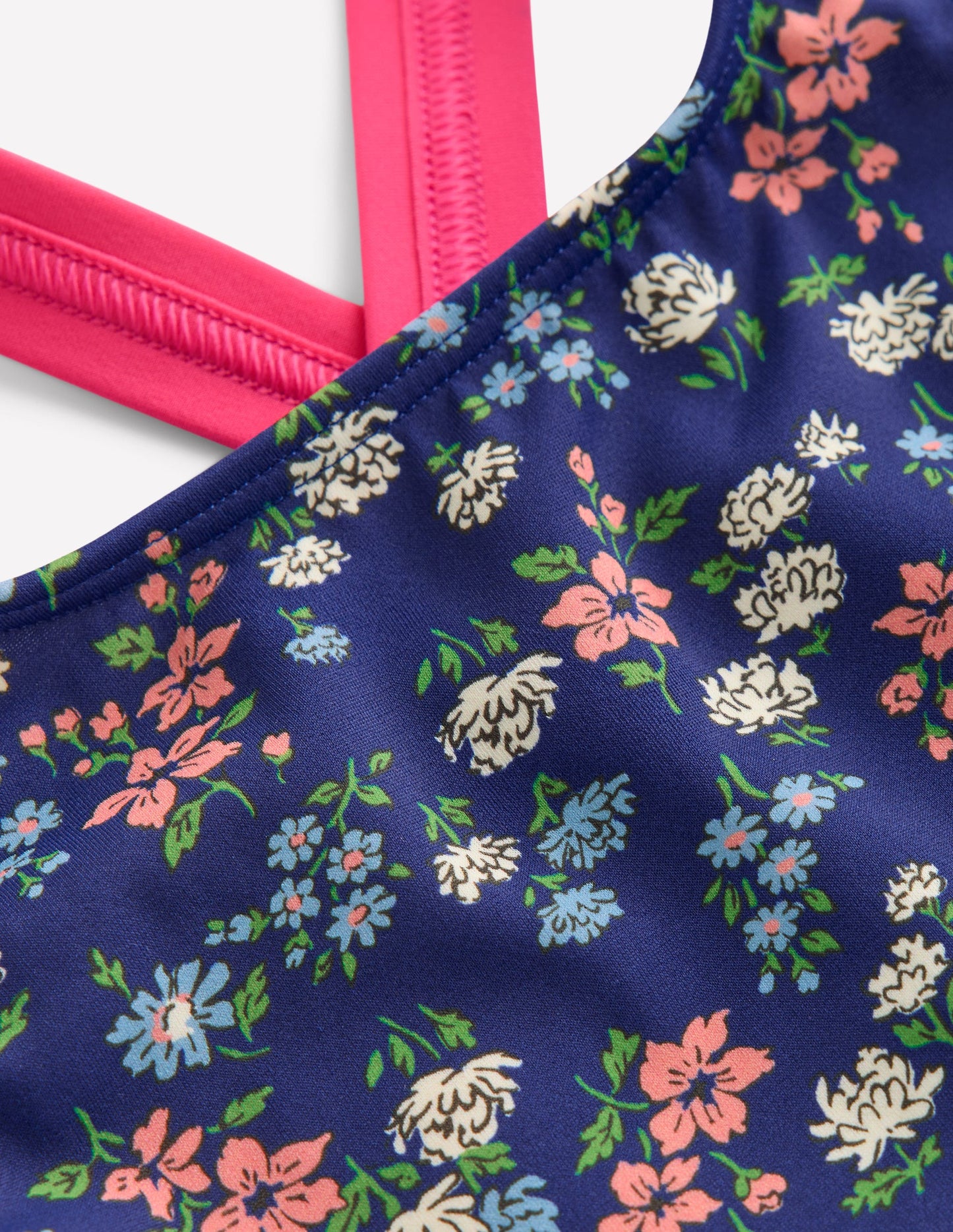 Cross-back Bikini Top-Sapphire Blue Meadow Floral