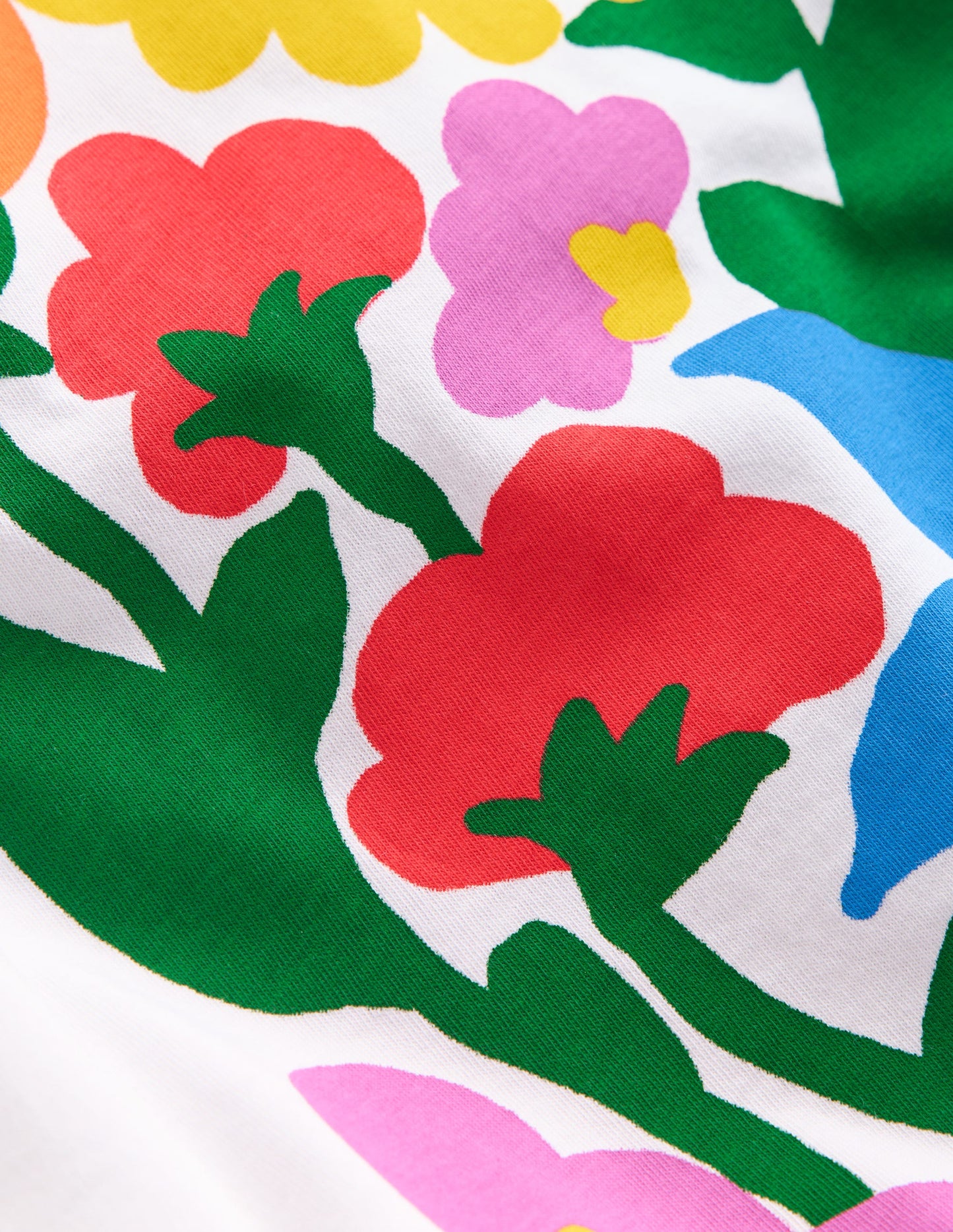 Short Sleeve Printed T-Shirt-White Flowers