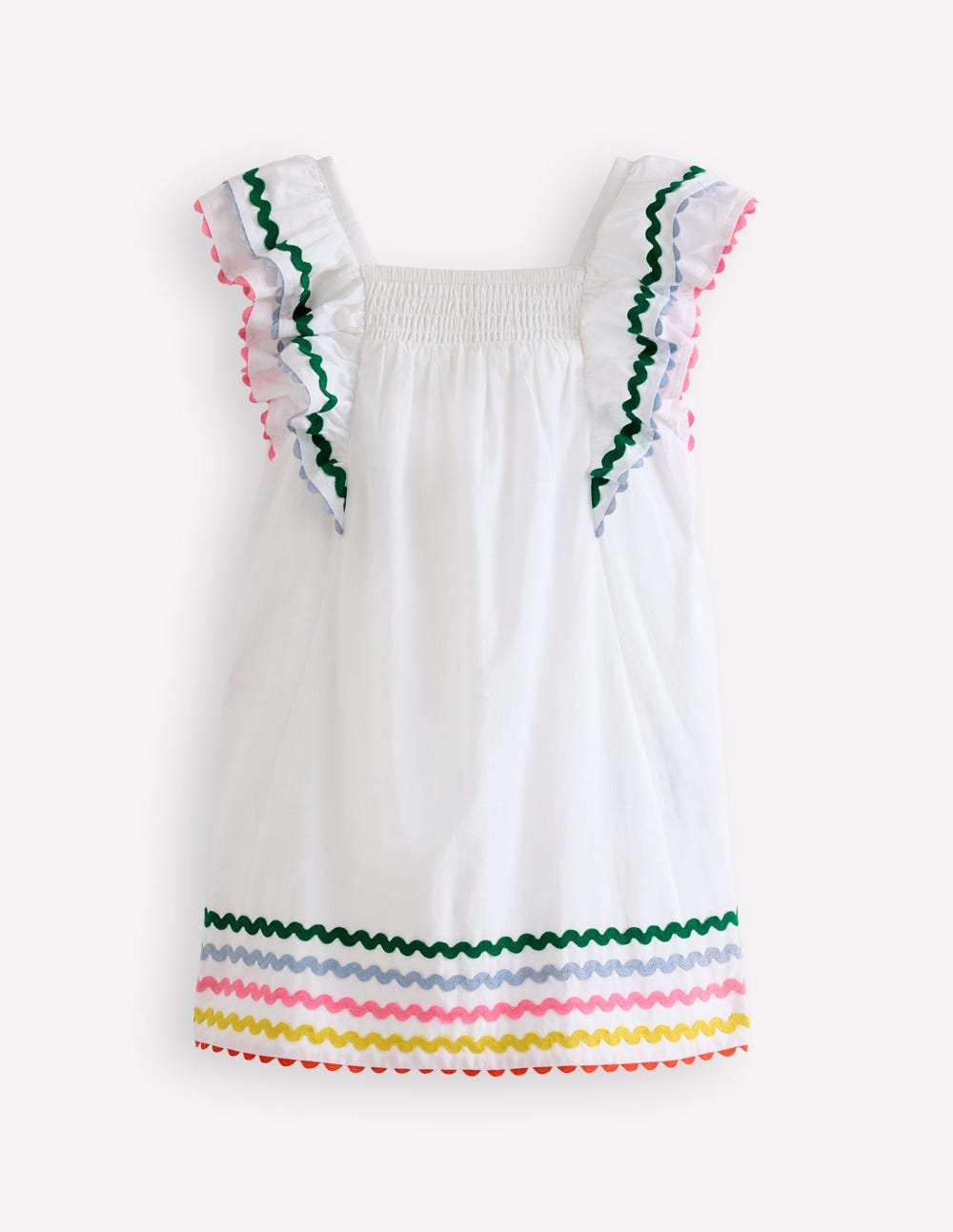 boden white dress Boden Girls Flutter Sleeve Woven Dress in White