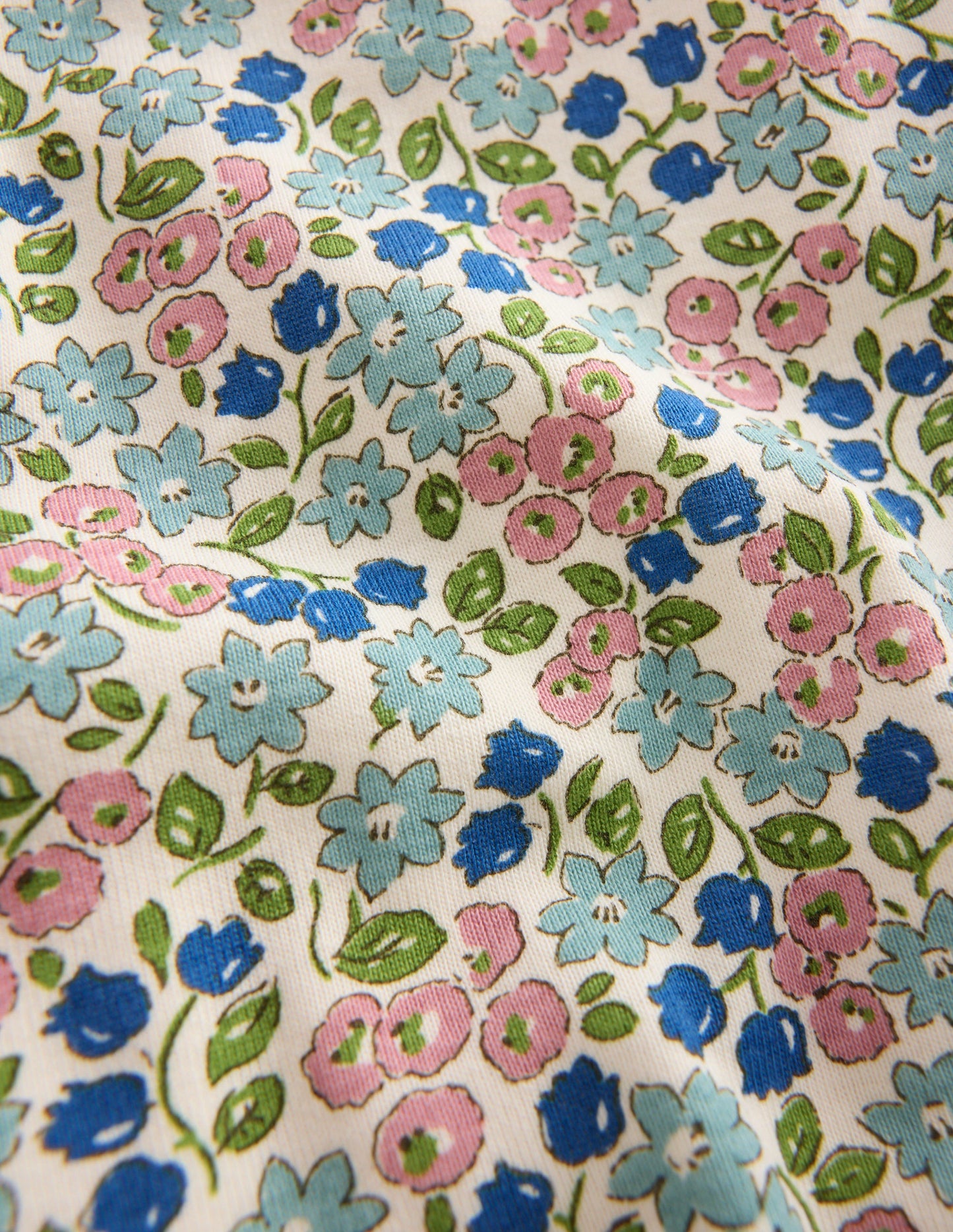 Snug Henley Pajamas-Soft Ivory Spring Ditsy