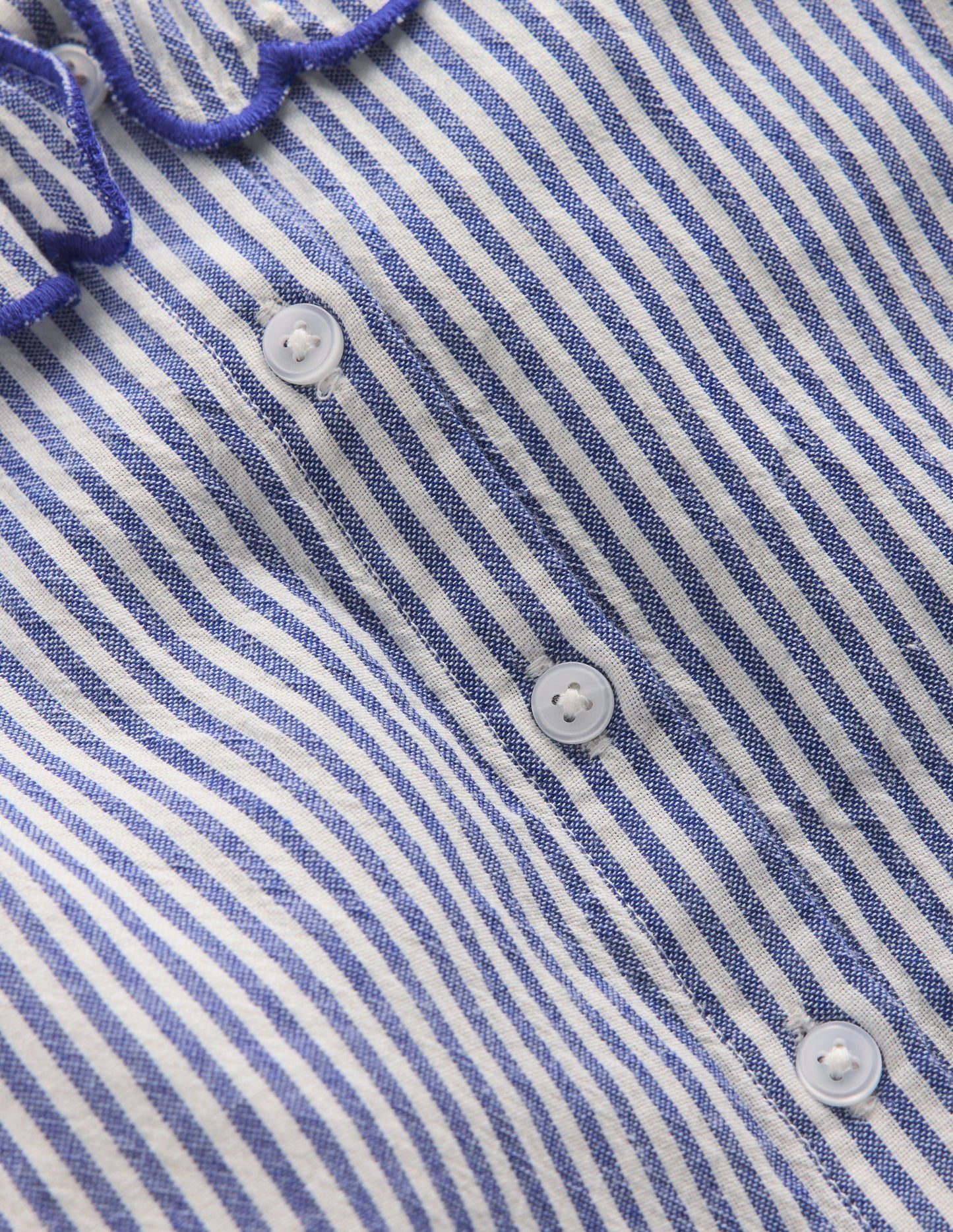 Button-through Blouse-Blue/Ivory Stripe