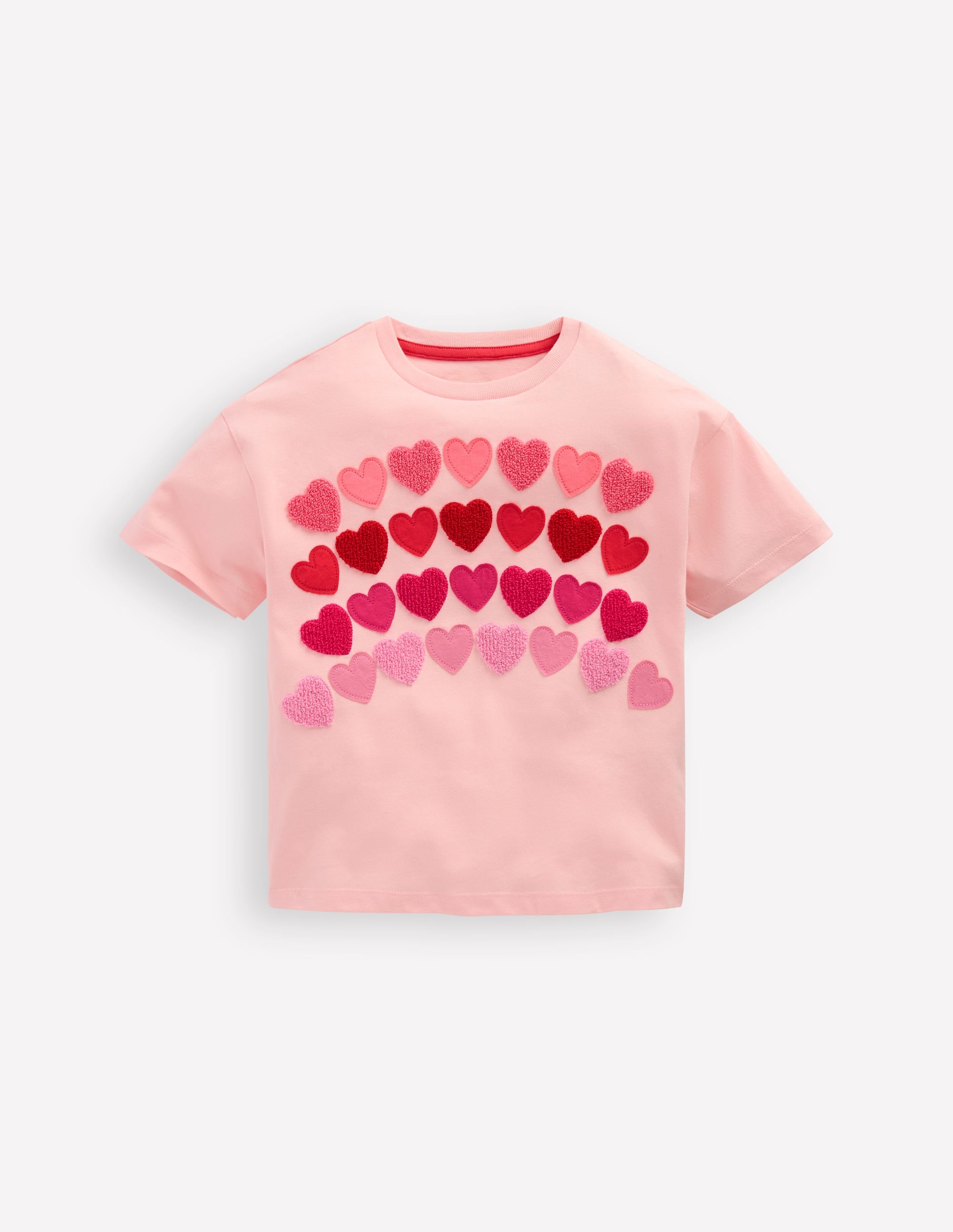 Easy Applique T - shirt - Chalk Pink Heart rainbow | Boden USA