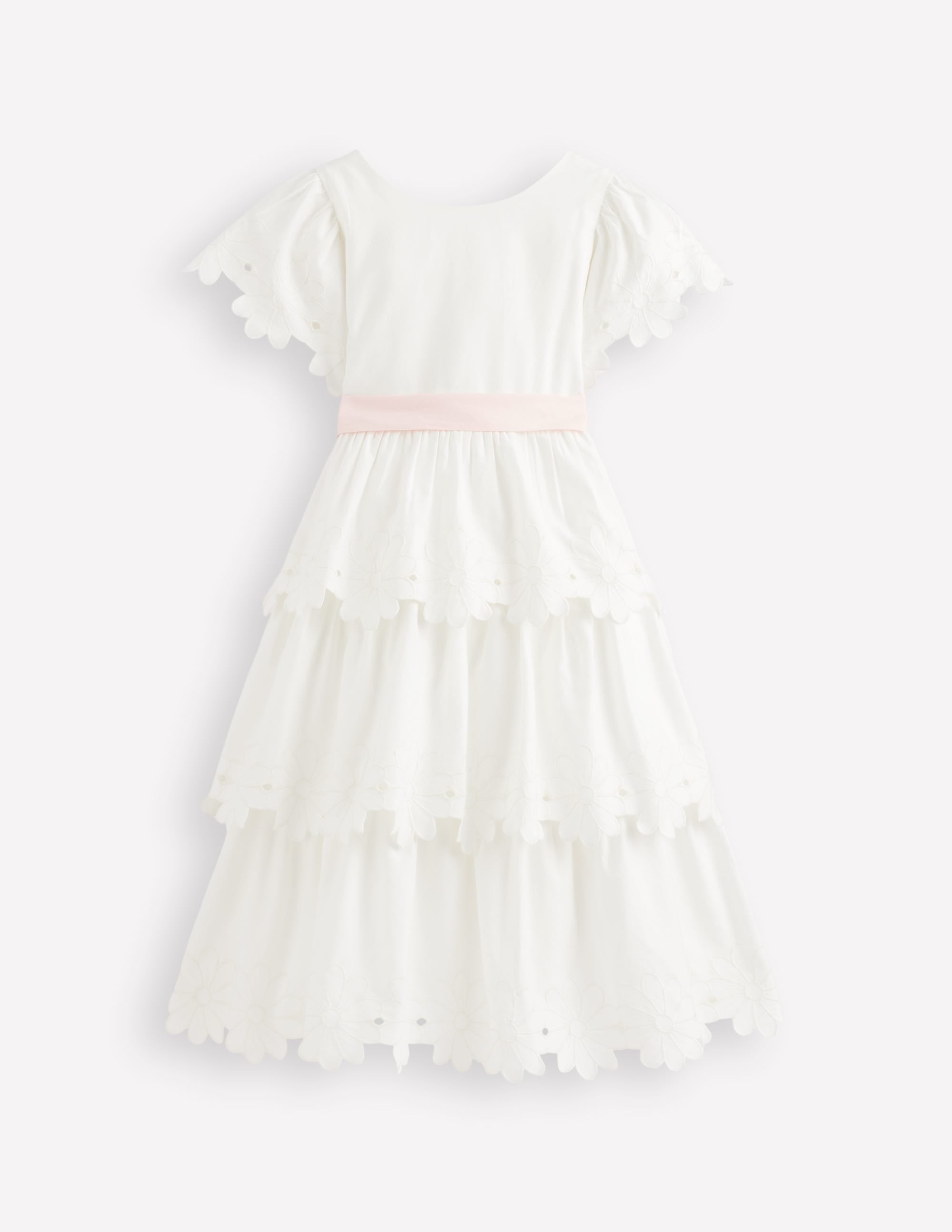 Boden Girls Flower Hem Occasion Dress in White