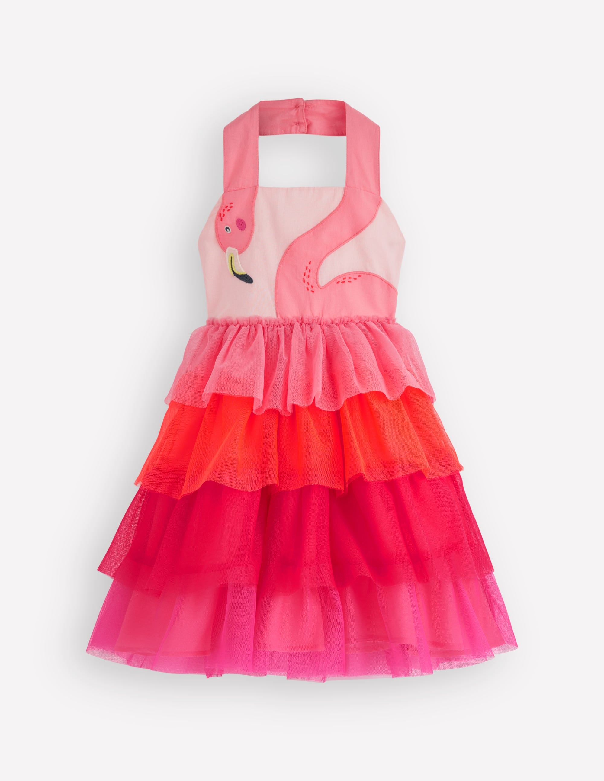 mini boden flamingo dress Tulle Mix Logo Dress-Salmon Pink Flamingo