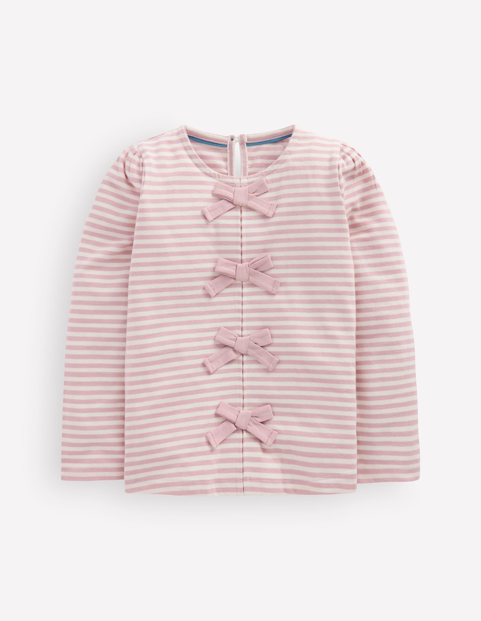 Rib Bow Trim Top - Pink Stripe | Boden USA