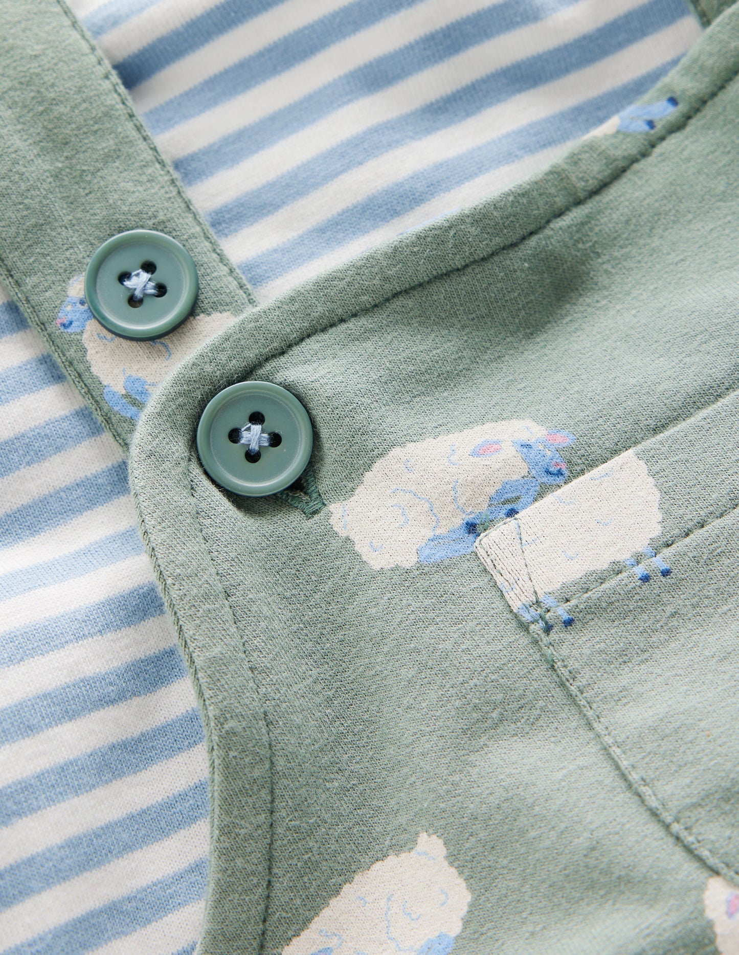 Jersey Overalls Set-Green Sheep