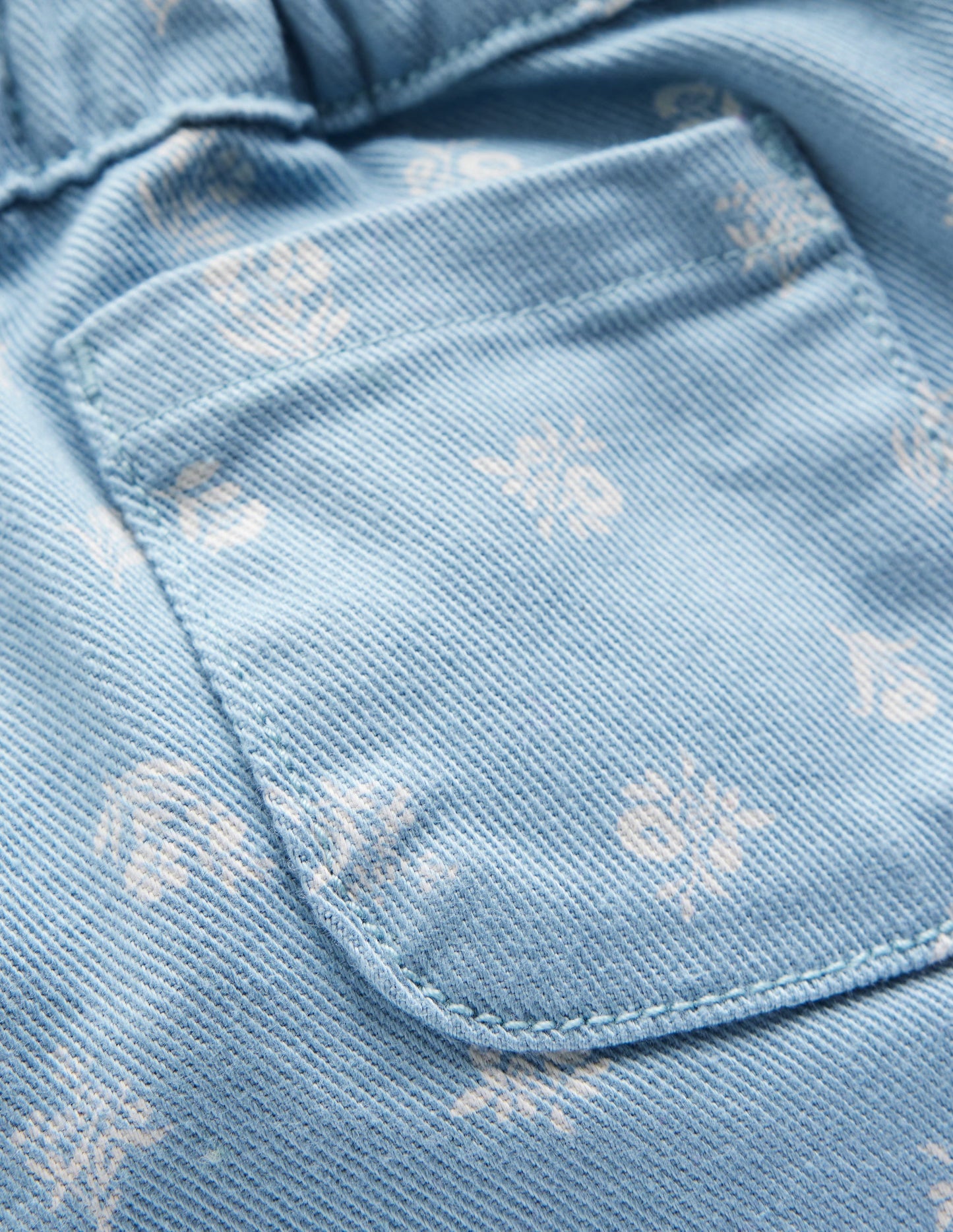 Cotton Pull-on Pants-Blue Floral Print