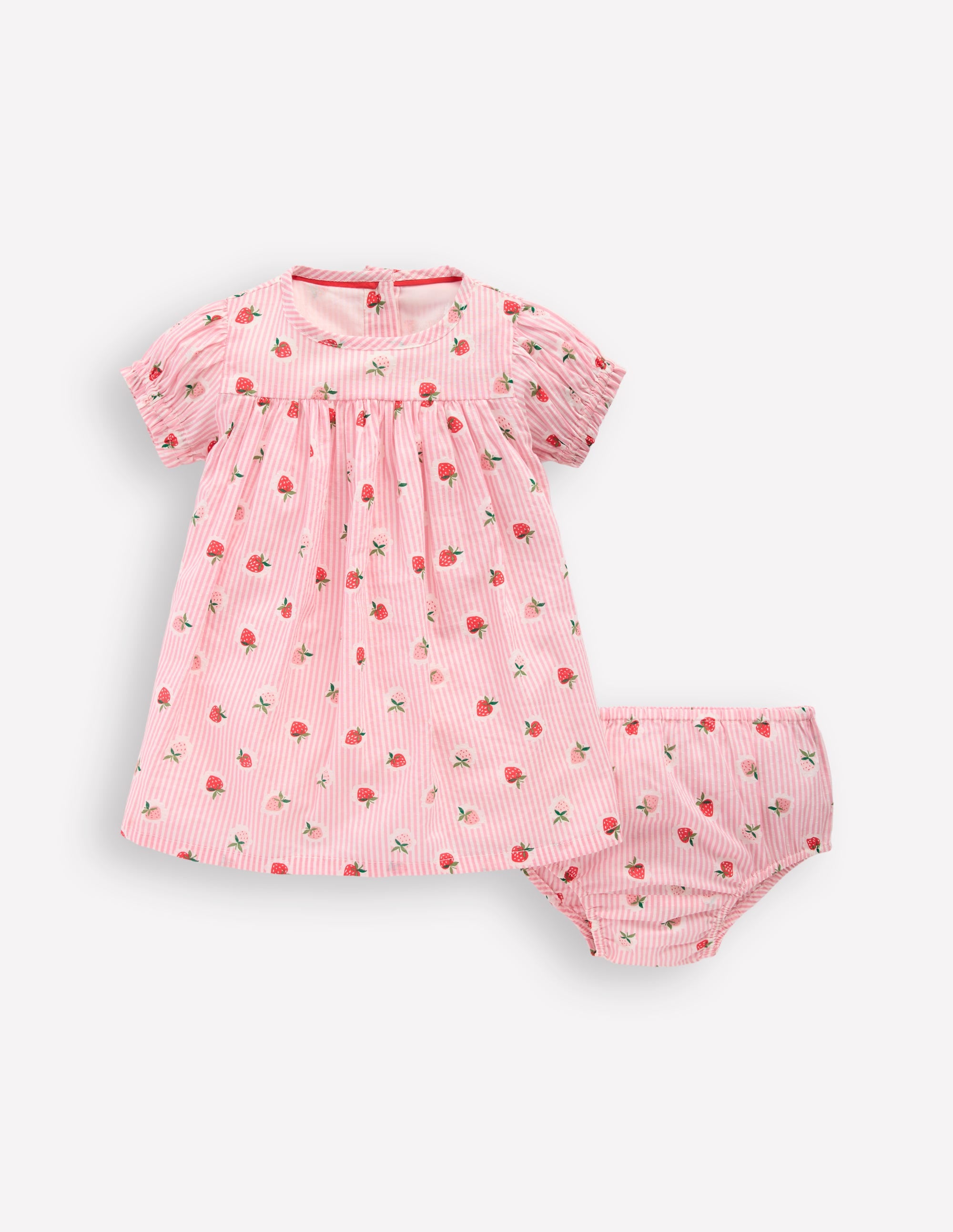 Boden Baby Gathered Woven Dress in Pink