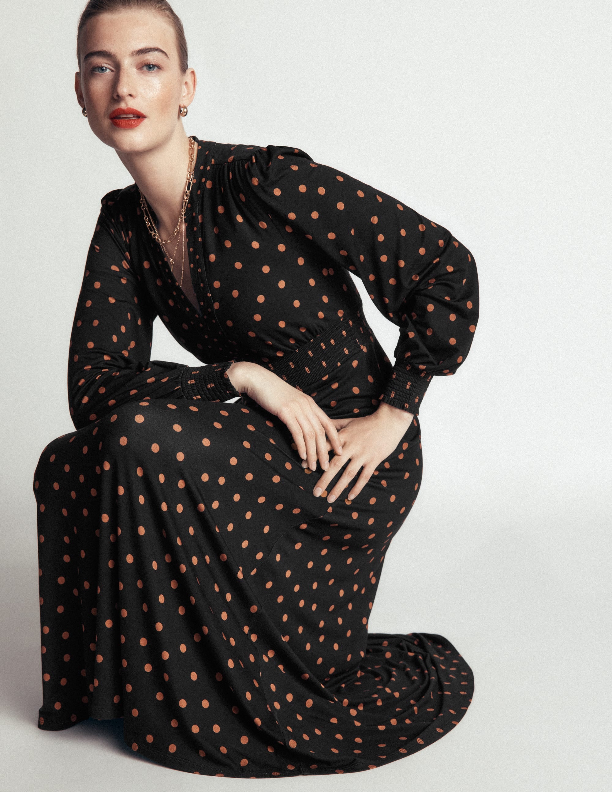 Boden Women's Georgia Jersey Midi Dress in Black