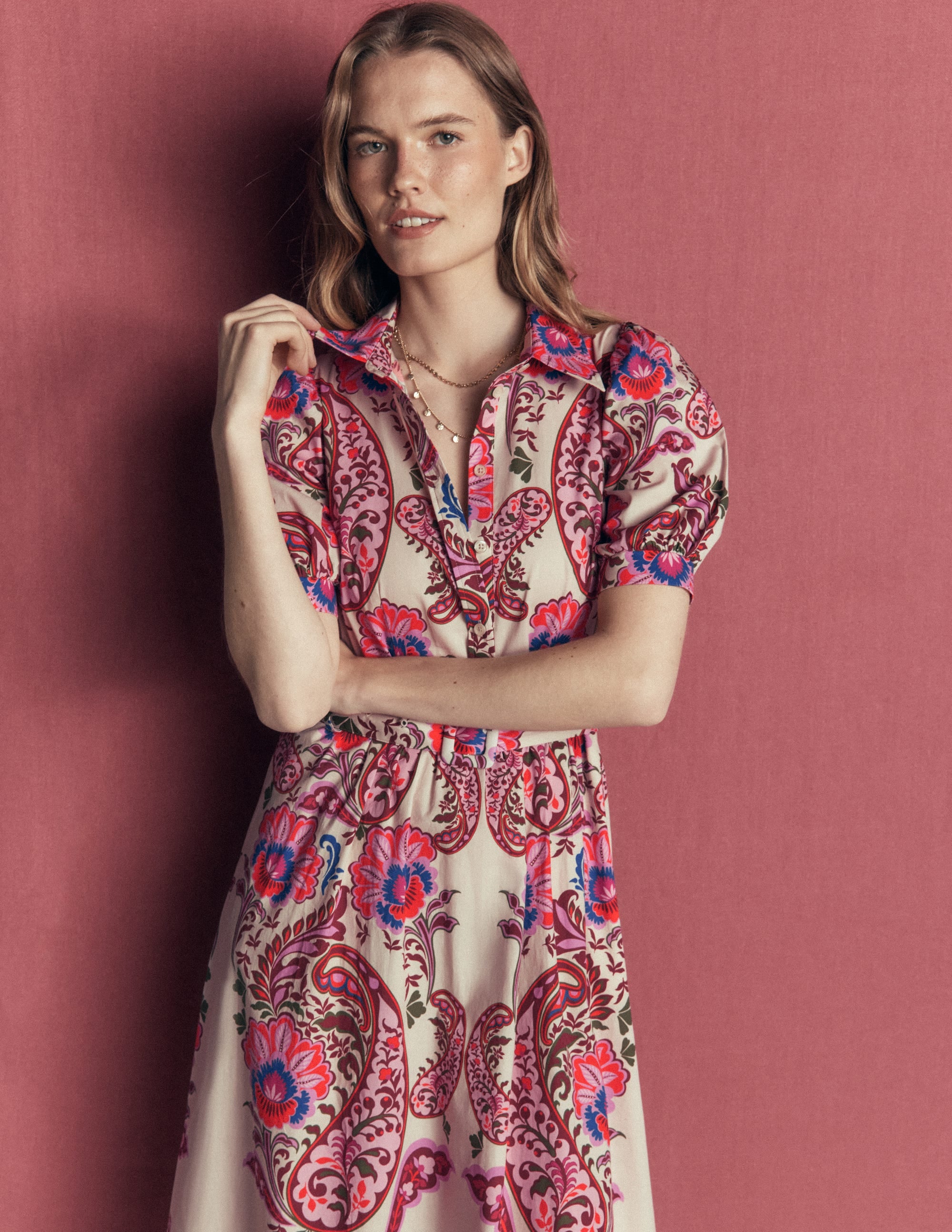 womens cotton midi dress Belted - Multi, Bohemia Dream INAWLY Women's Elegant Pleated and subtle details for LALA Original Design Shirt Size:19
