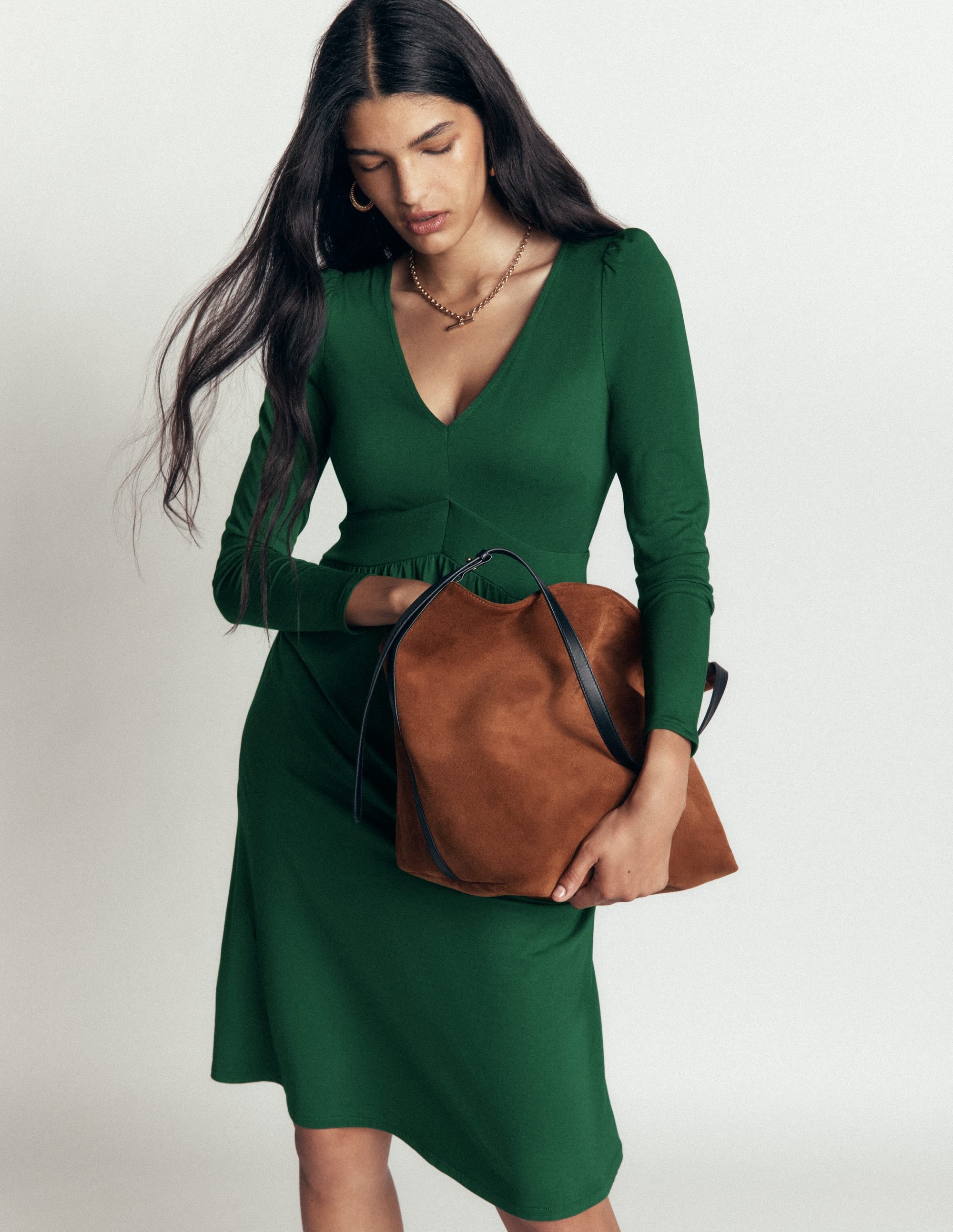 Boden Women's Briony Jersey Short Dress in Green