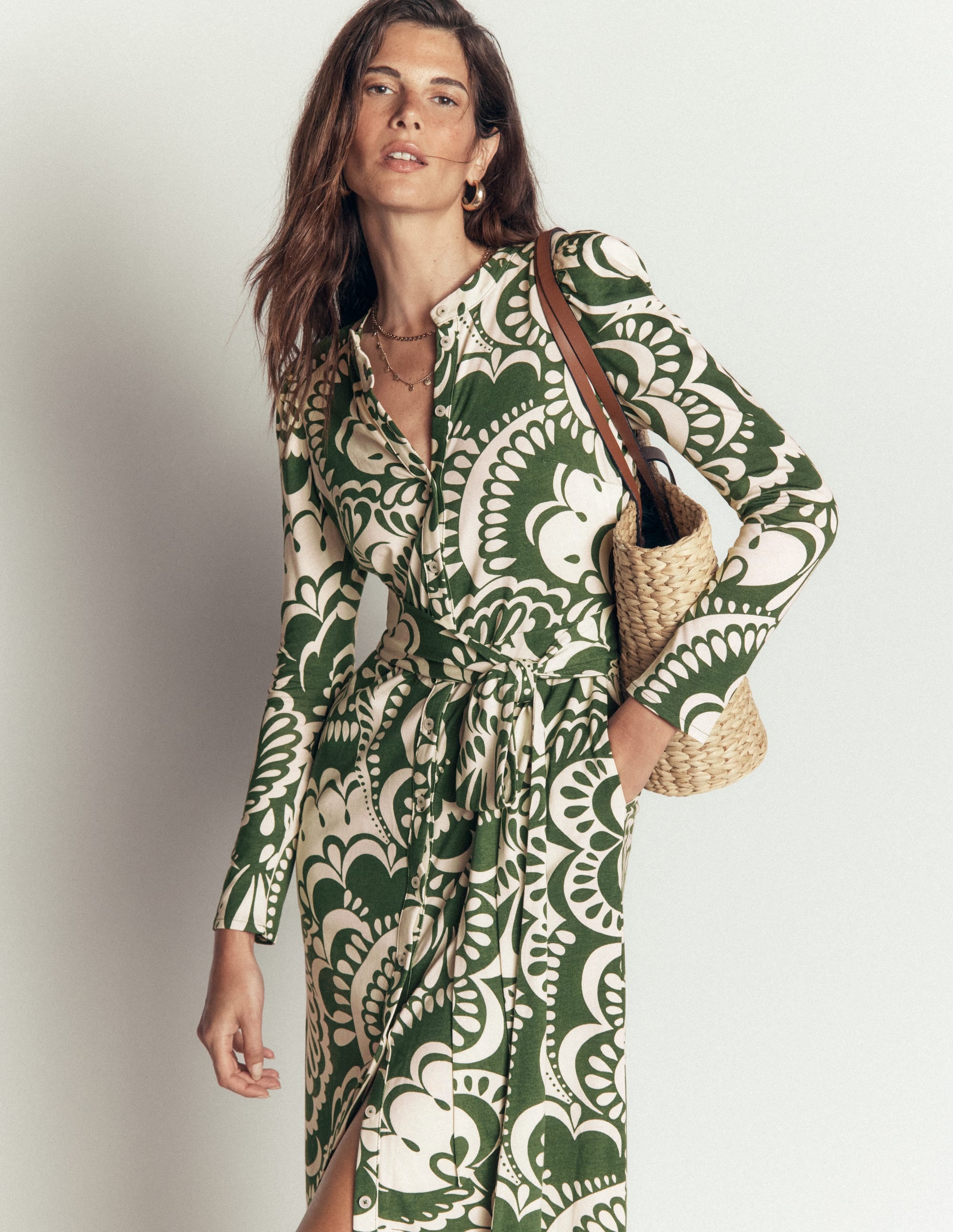 midi column dress Boden Women's Honor Jersey in Green nye23 Size:W:40in x D:20in x H:40in Sculpting Shirred Mesh Column Alyce Paris Homecoming 30087