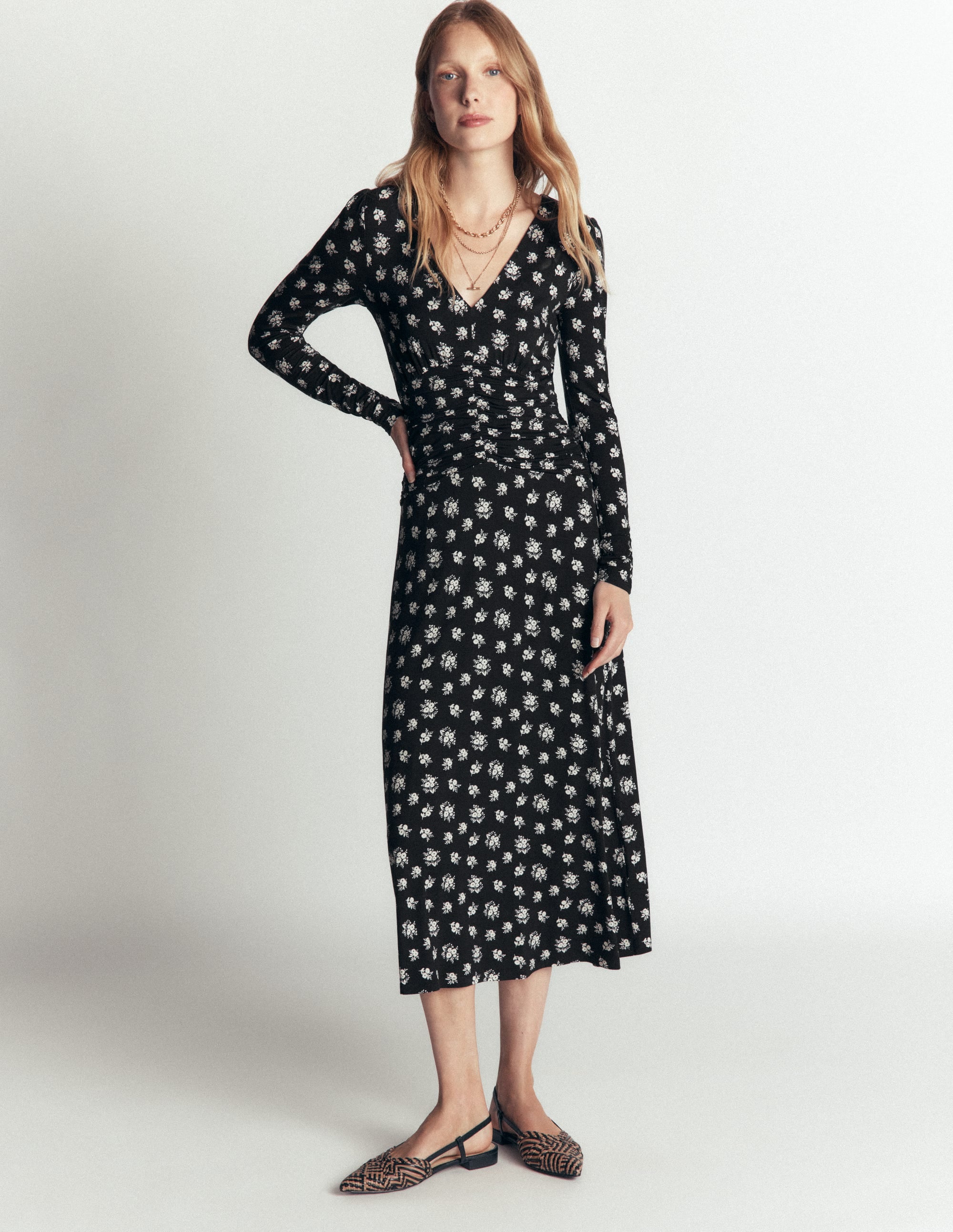 mya jersey dress Boden Women's Ruched Midi in Blue I typically reply within Color:M-Lavender Width_54.5