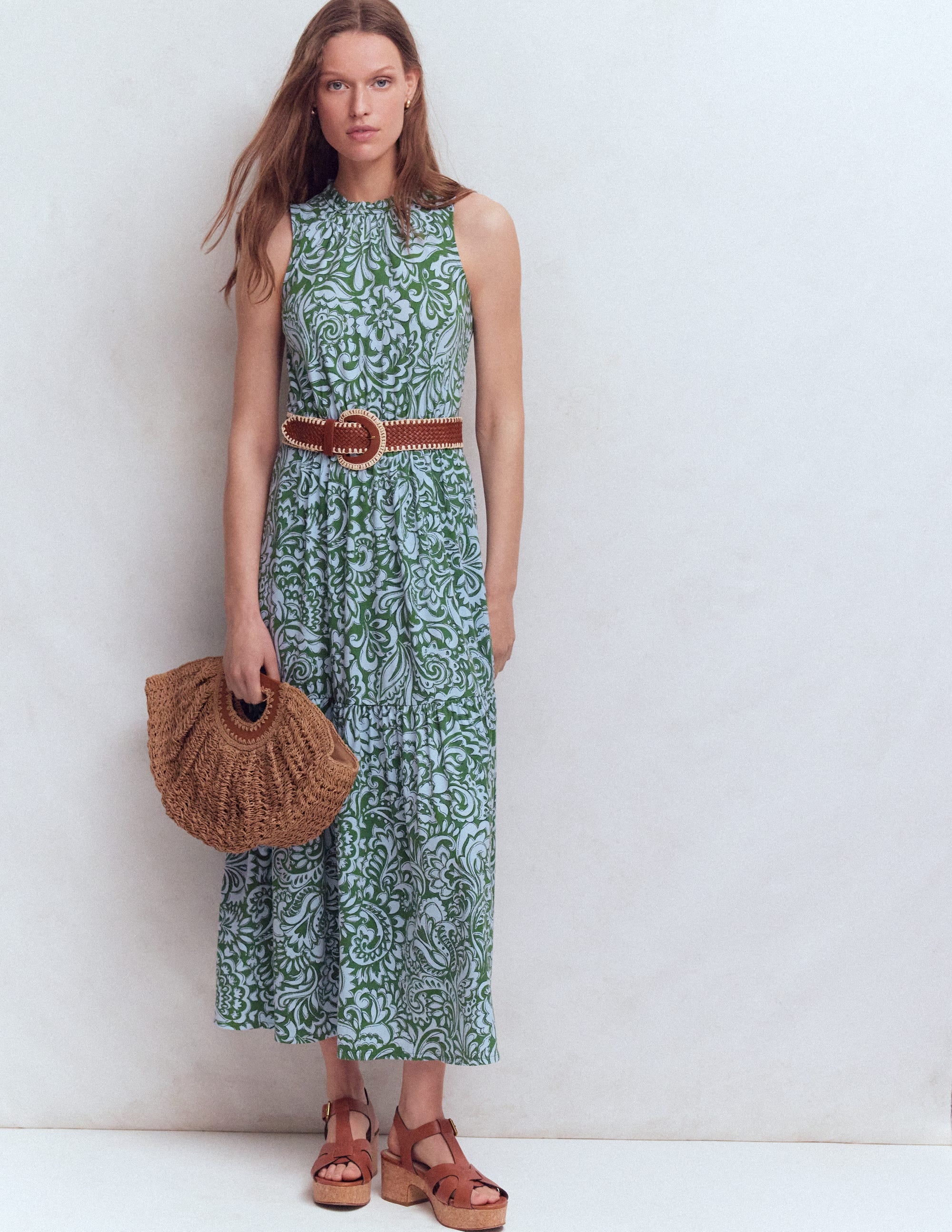 Boden Women's Camalie Jersey Maxi Dress in Green