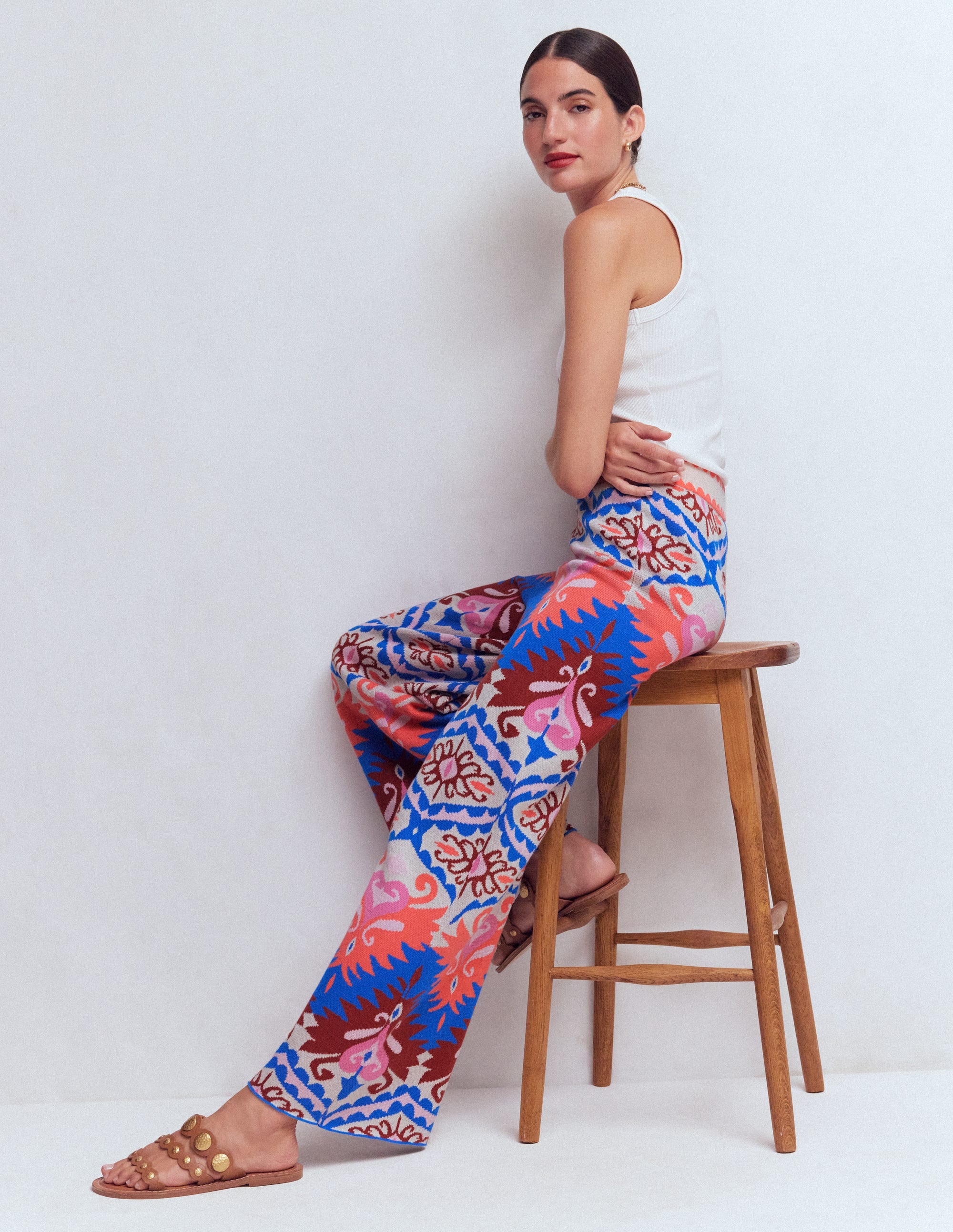 Jacquard Knitted Pants-Multi Aztec | Boden USA