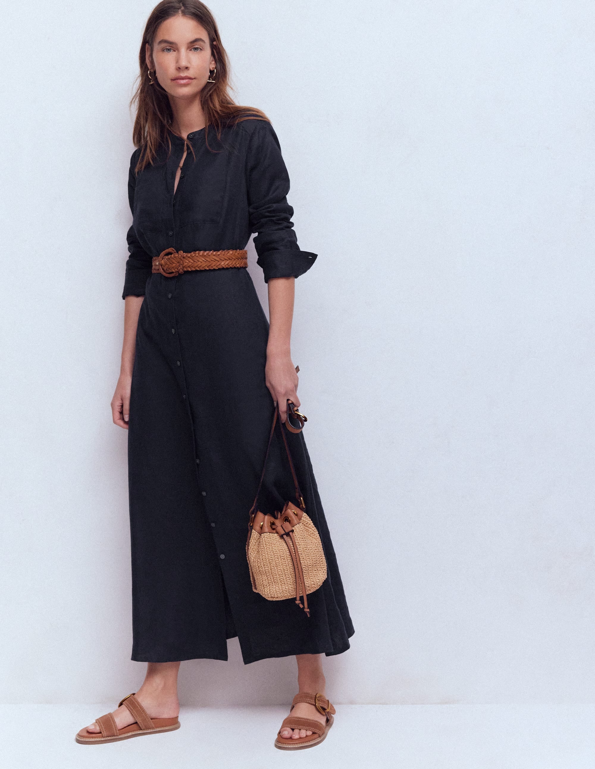 Mollie Linen Shirt Dress-Navy | Boden USA Mollie Linen Shirt Dress-Navy | Boden USA