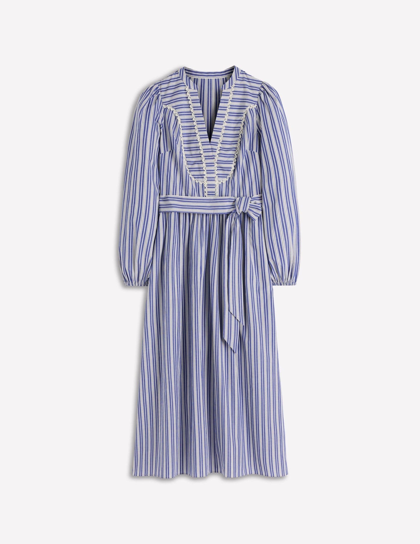Cary Cotton Midi Dress-Bright Blue Varigated Stripe