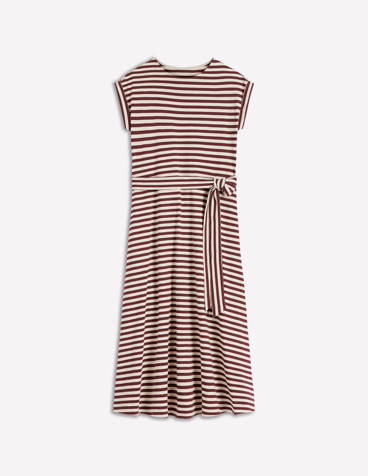 Eve Jersey Midi Dress-Deep Wisteria, Ivory Stripe