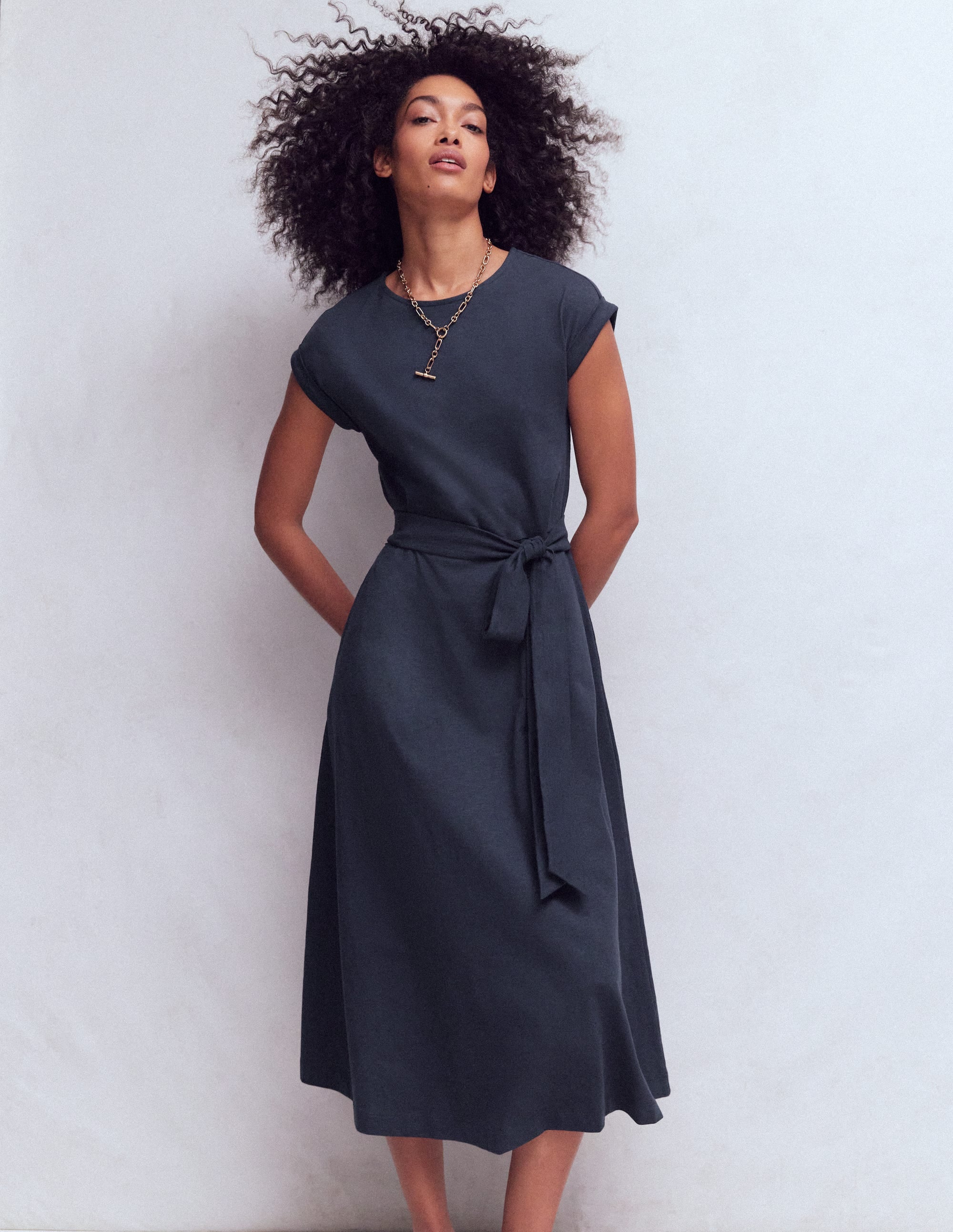 Boden Women's Eve Jersey Midi Dress in Blue | Size 6 Boden Women's Eve Jersey Midi Dress in Blue | Size 6