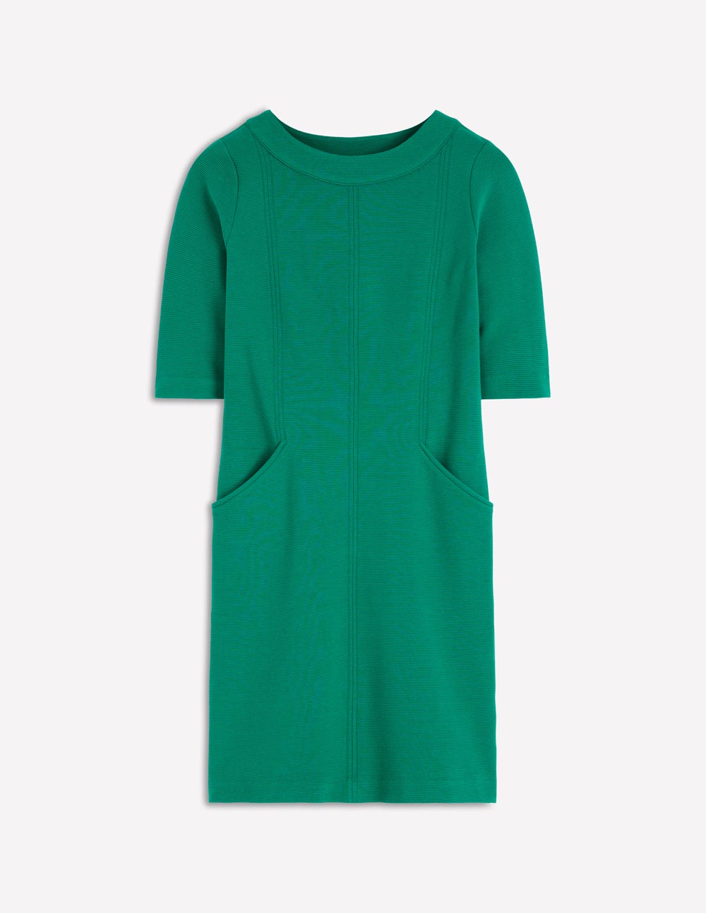 Neckband Ottoman Shift Dress-Jewel Green