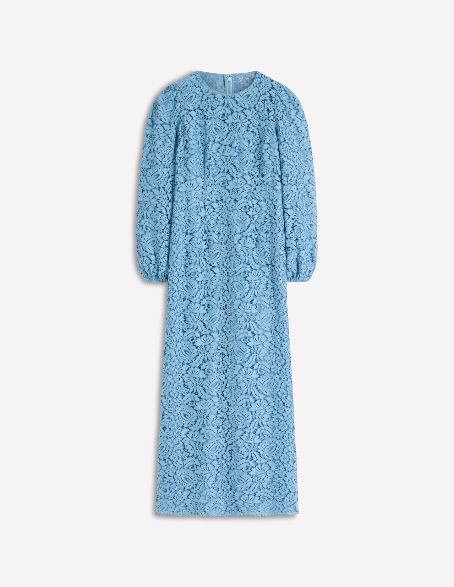 High Neck Lace Dress-Blue