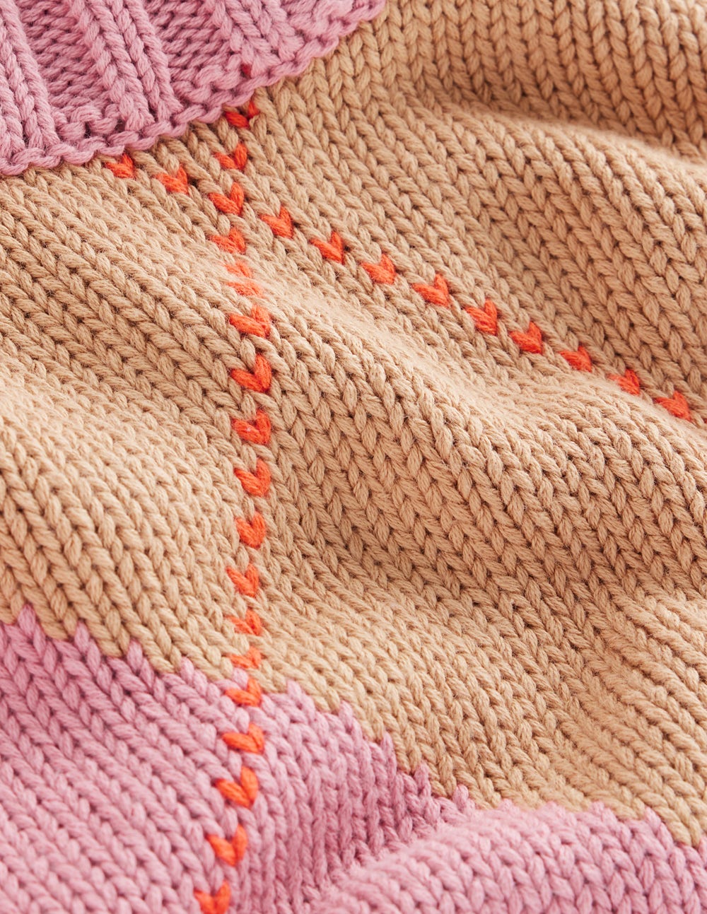 Camilla Cotton Argyle Sweater-Pink Argyle