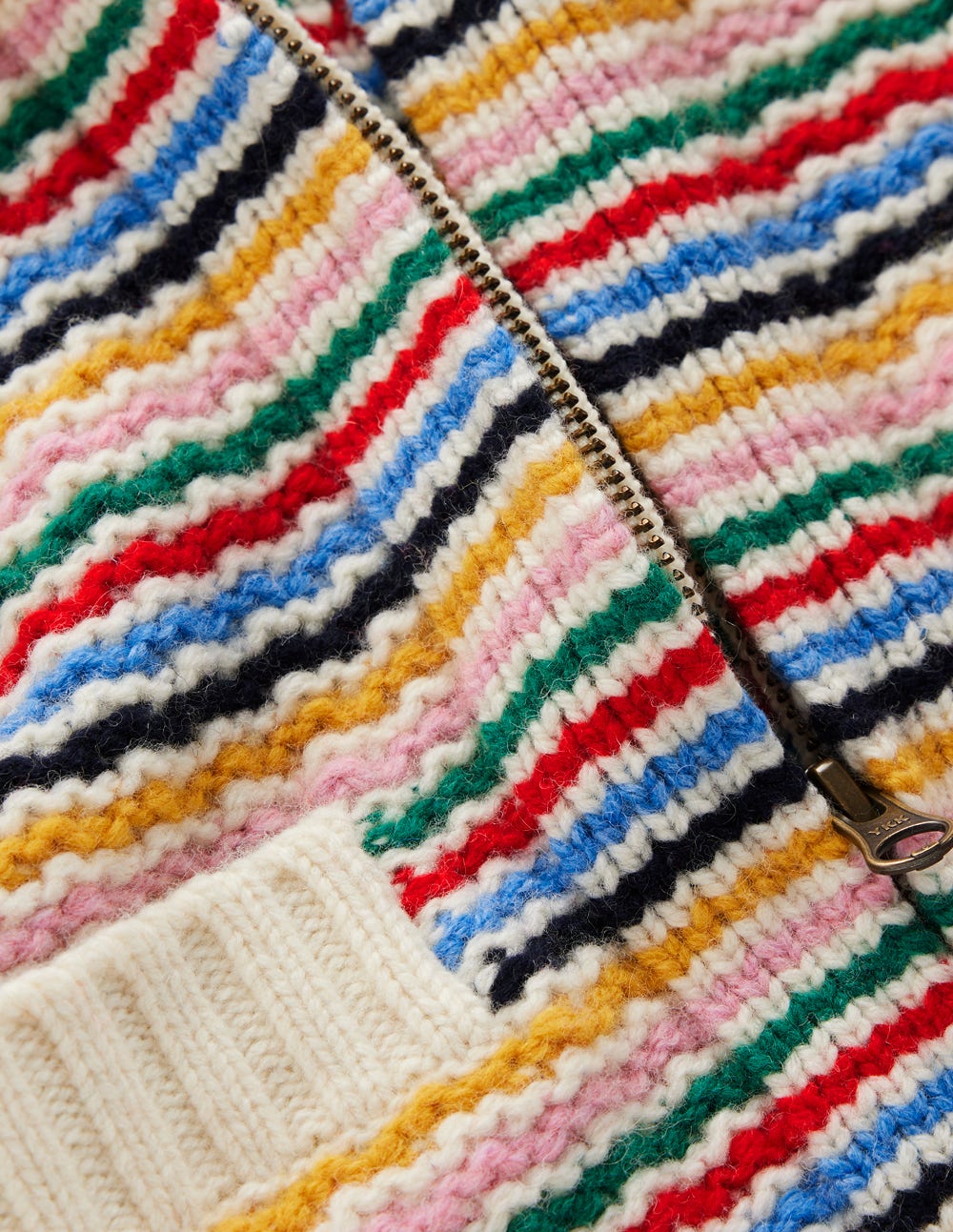 Maya Zip Up Jacket-Ivory, Rainbow