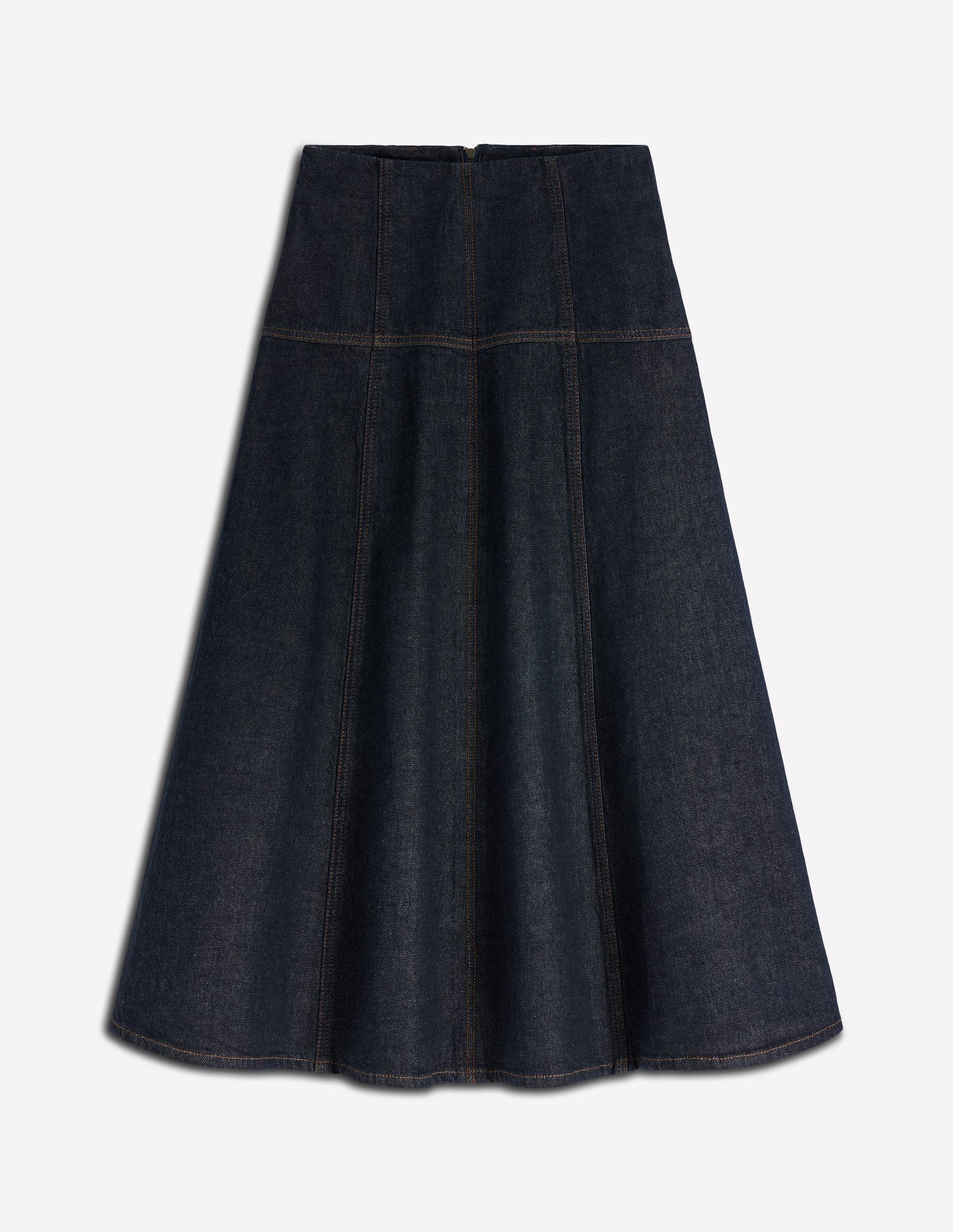 Panelled Detail Denim Skirt-Indigo
