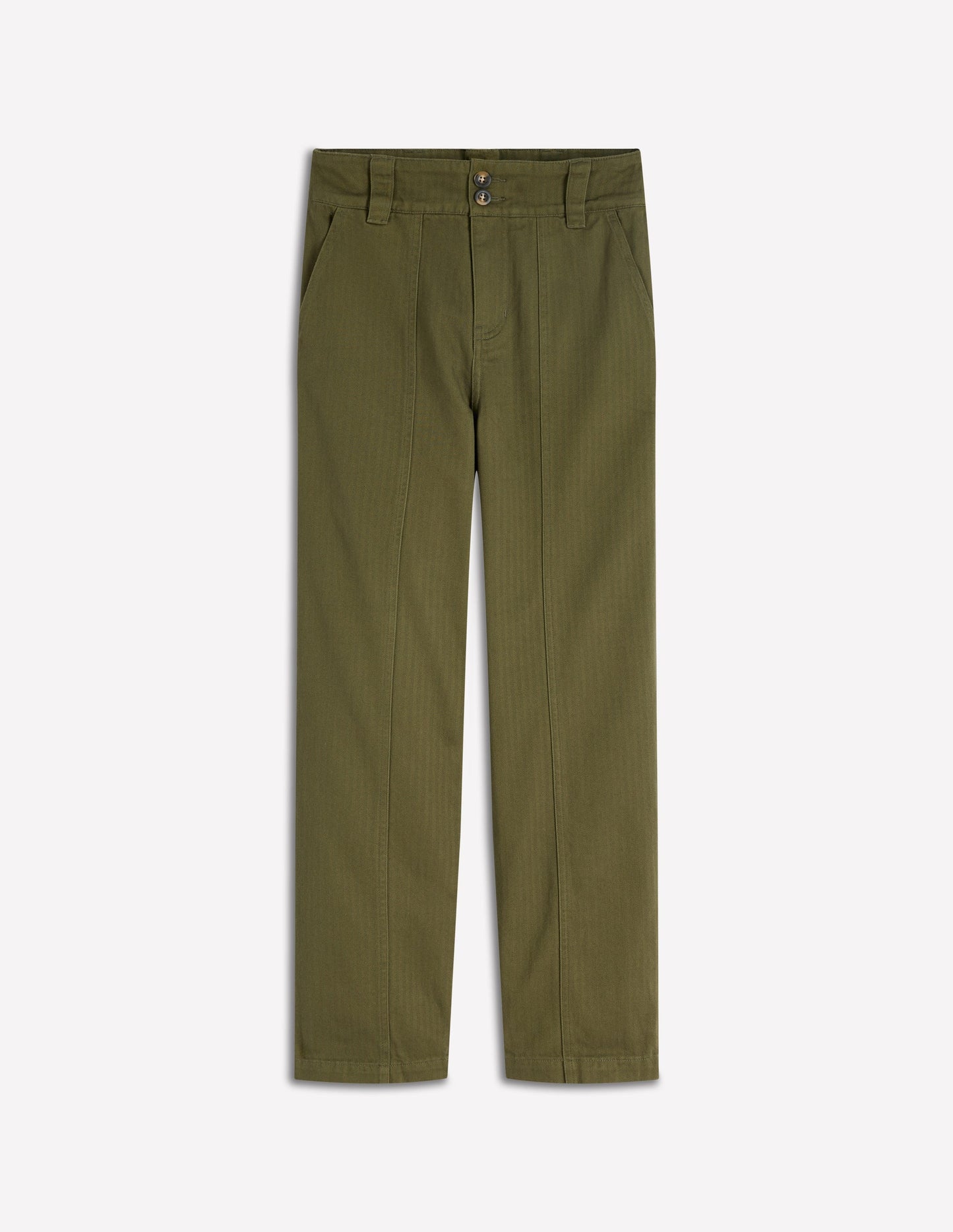 Straight Leg Chino Pants-Woodland Green Herringbone