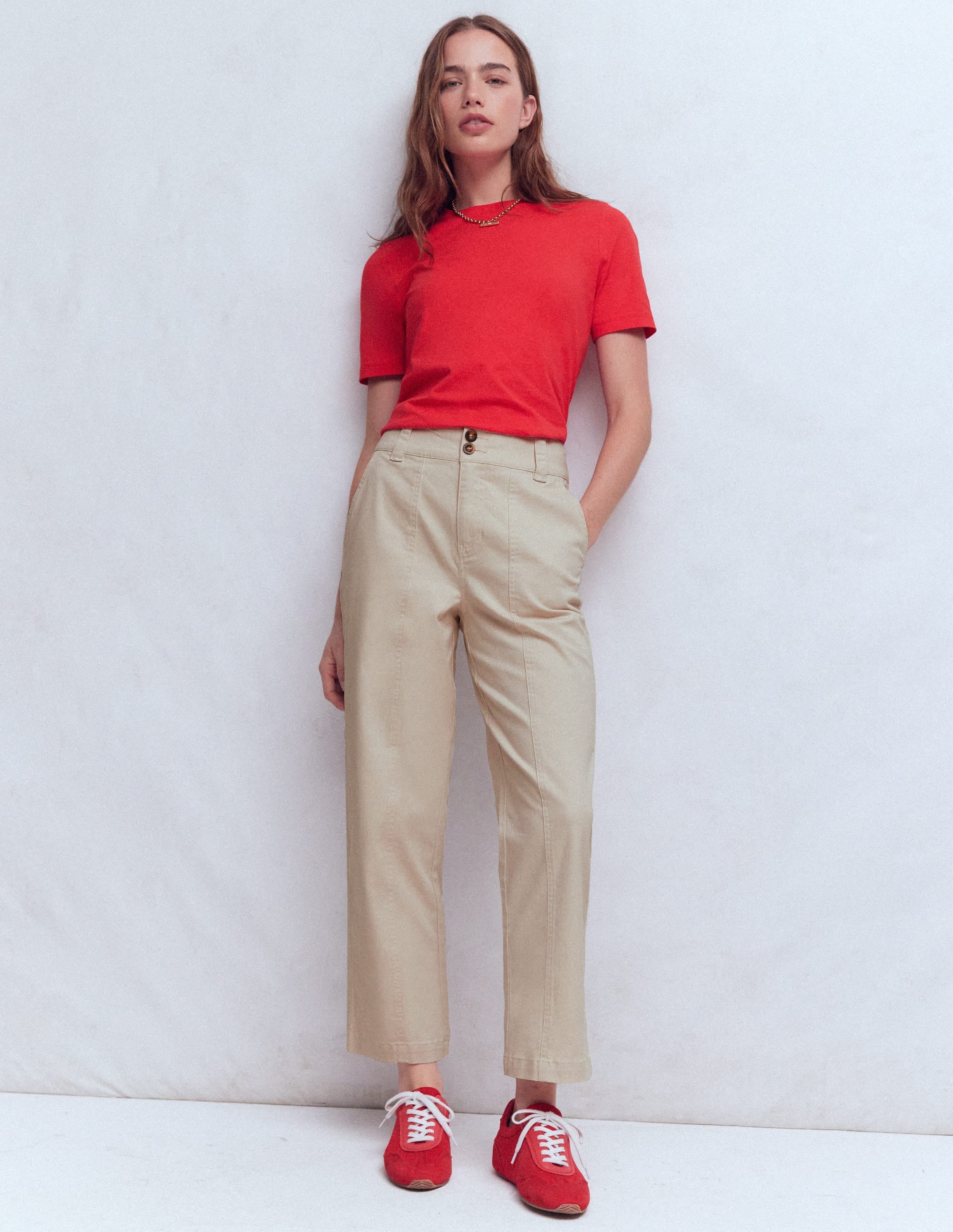 Straight Leg Chino Pants - Almond Milk | Boden USA