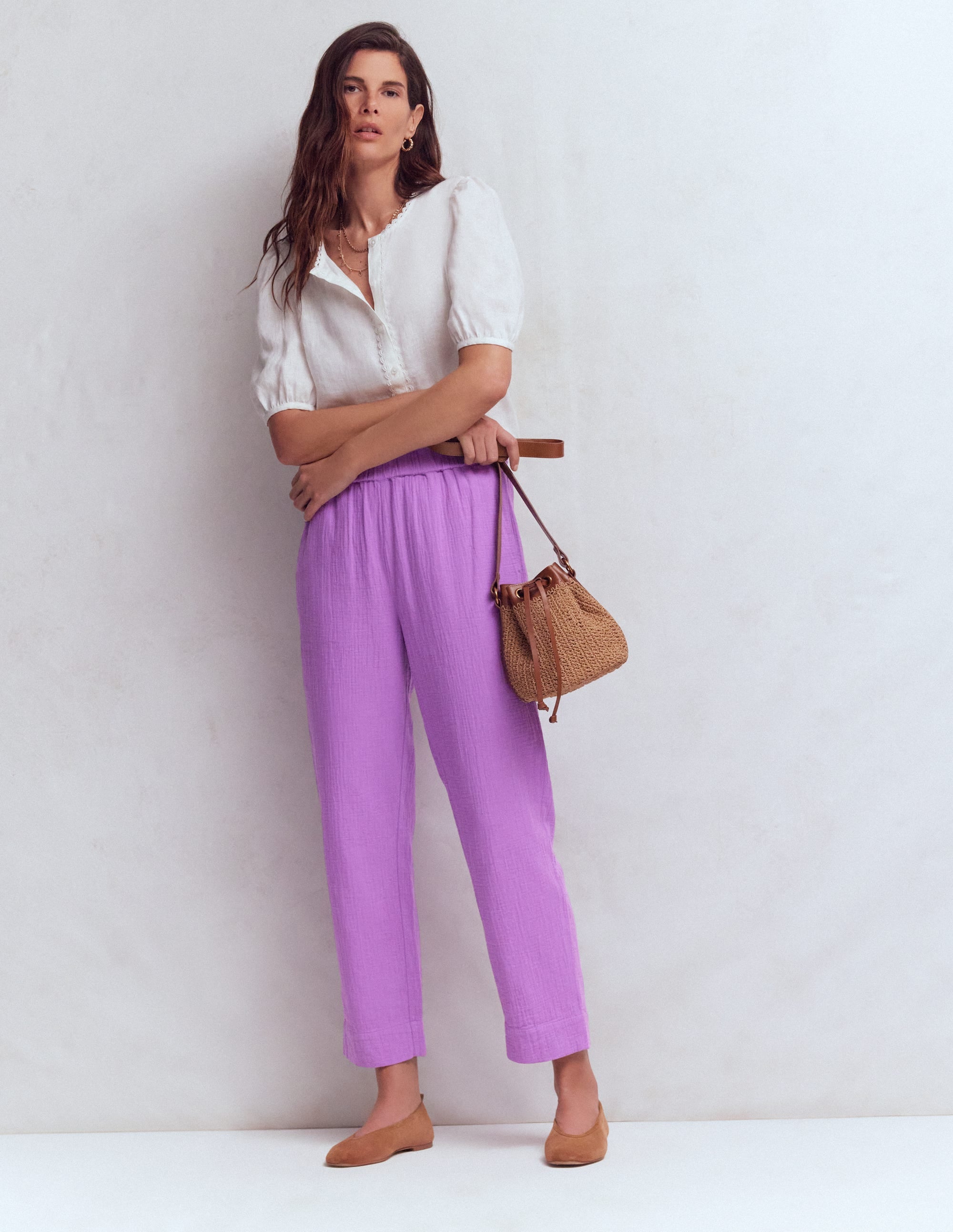 Double Cloth Crop Pants-Amethyst Purple | Boden USA