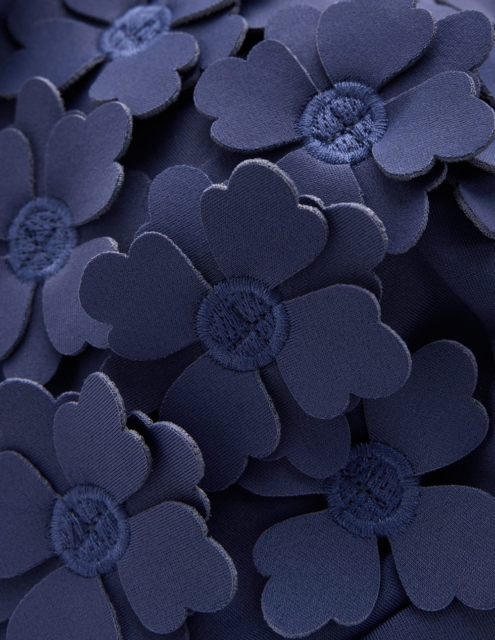 Flower Appliqué Swimsuit-Navy, Applique