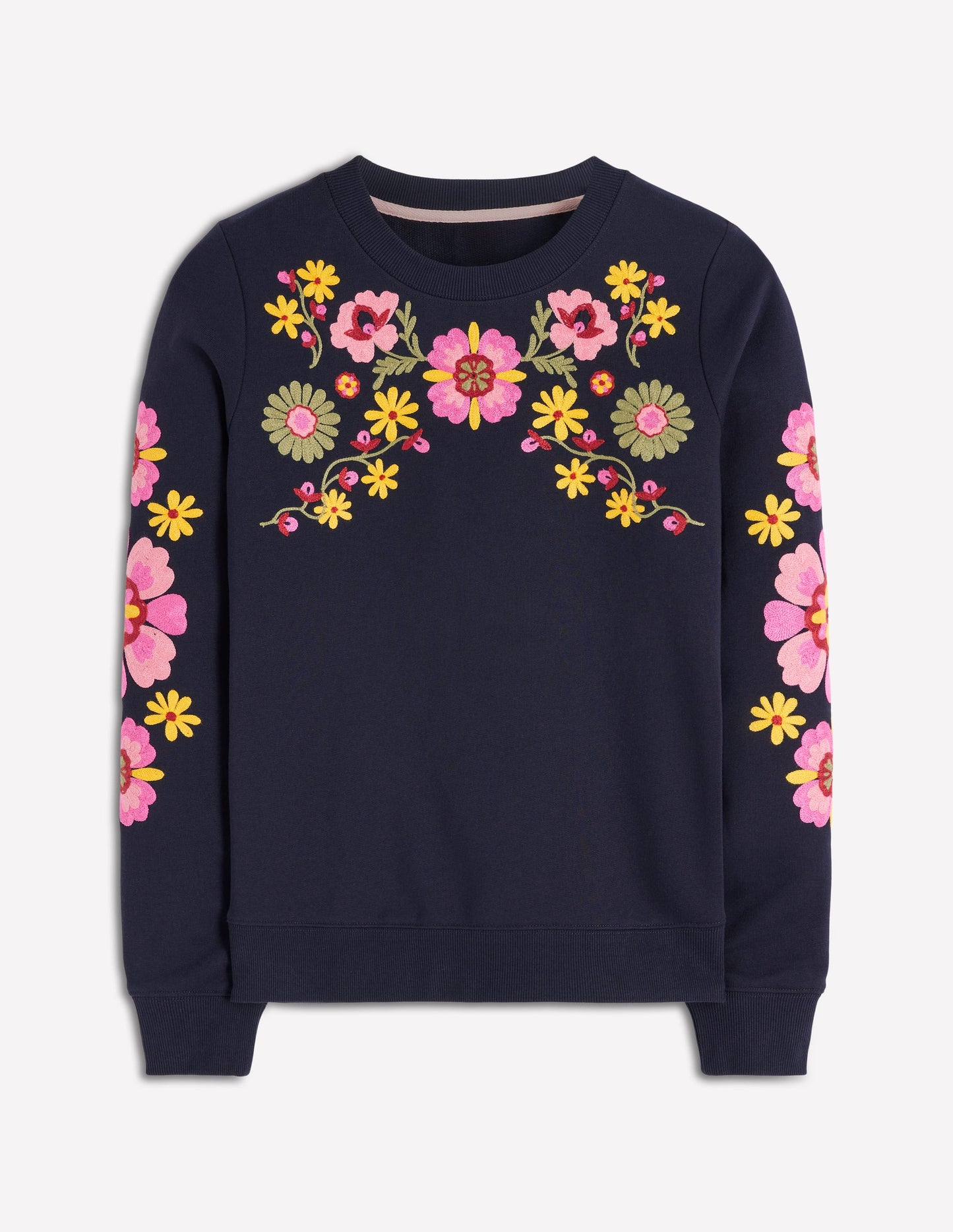 Hannah Embroidered Sweatshirt-Navy Multi Embroidery