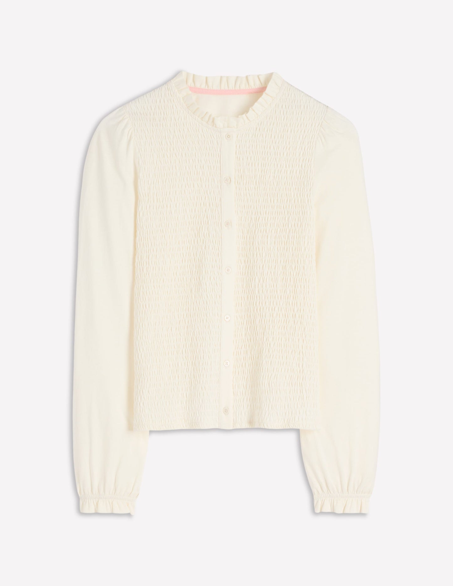 Supersoft Smocked button top-Ivory