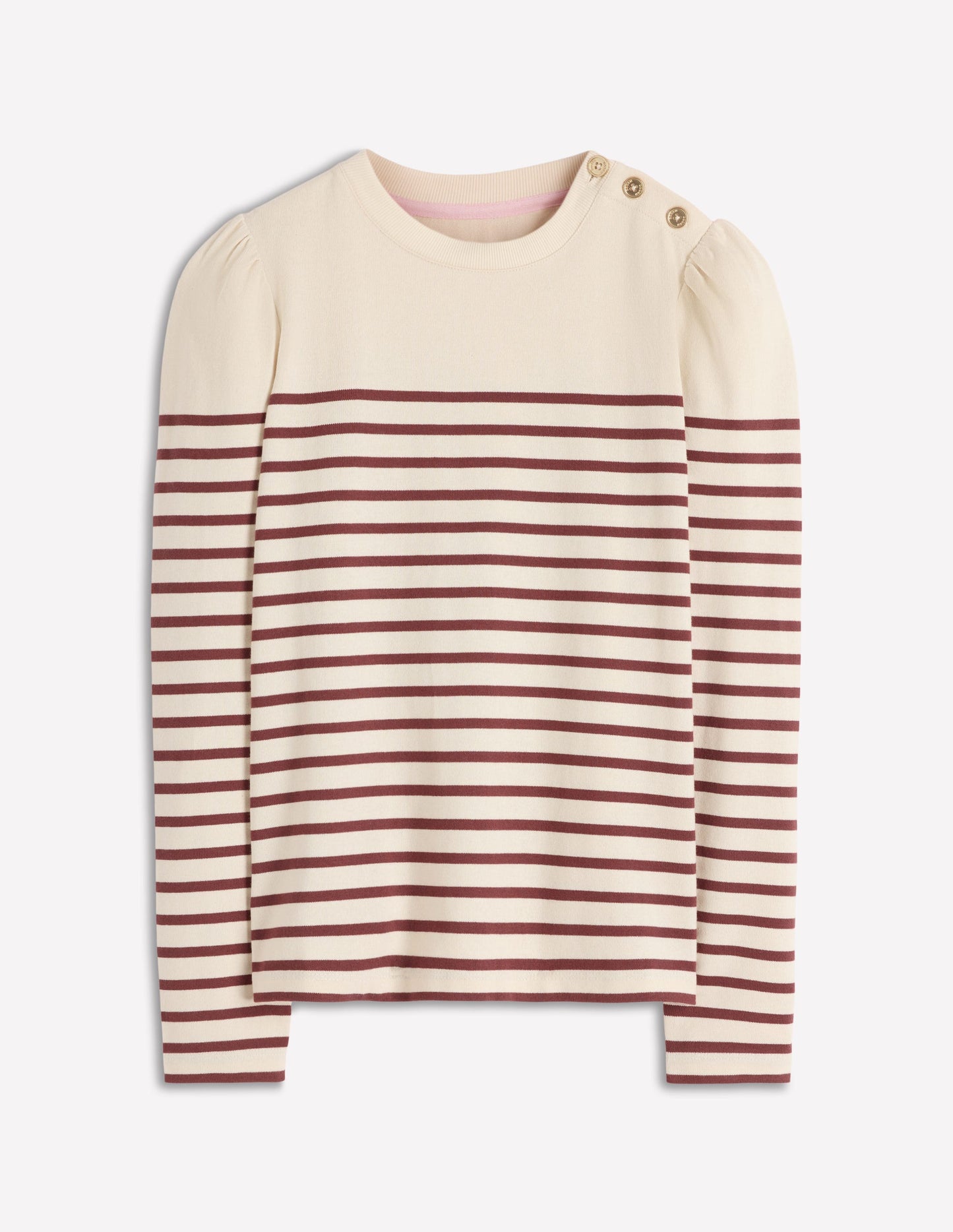 Button Shoulder Mariner-Ivory & Hot Chocolate Stripe