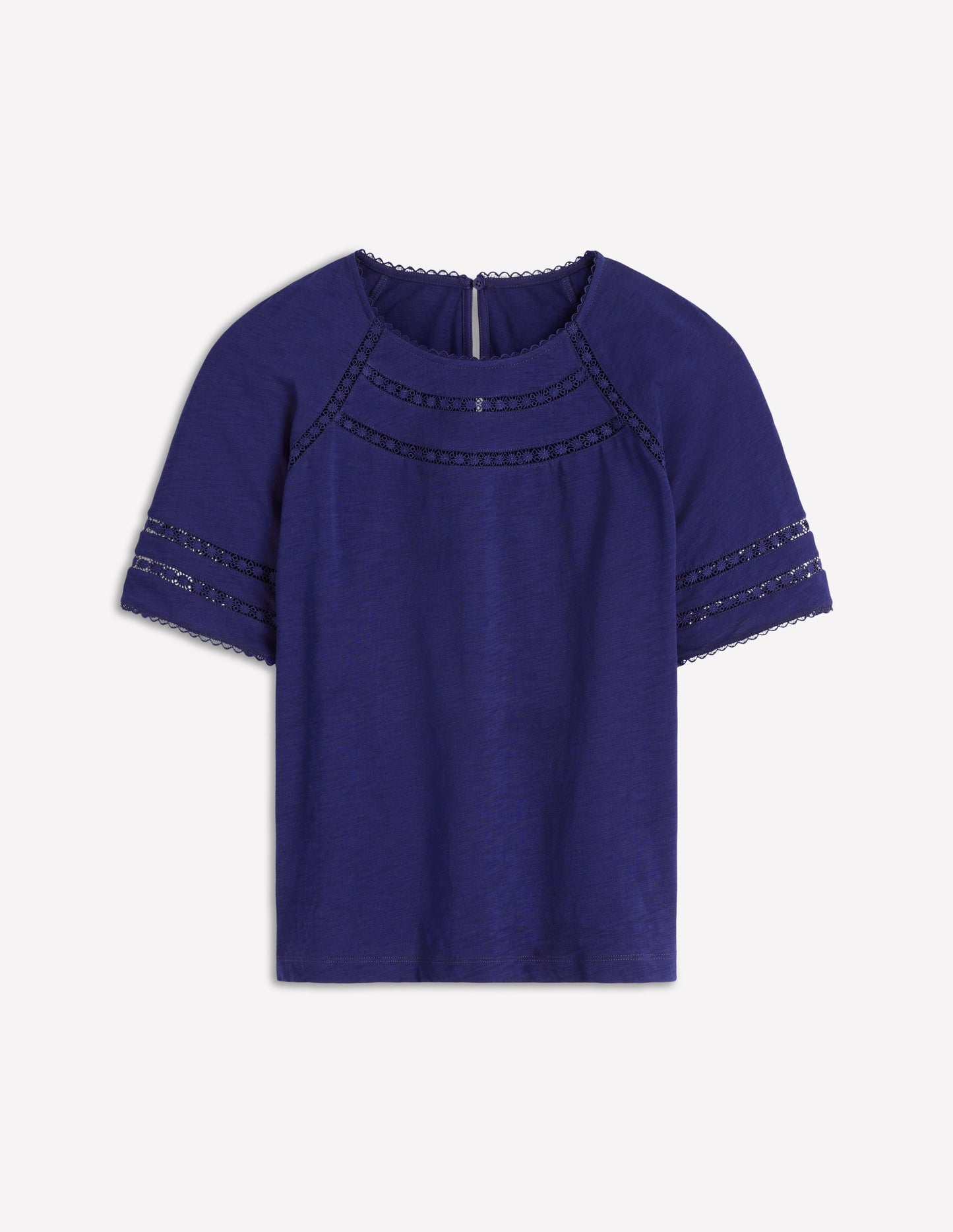 Poppy Trim Crew T-shirt-Beacon Blue