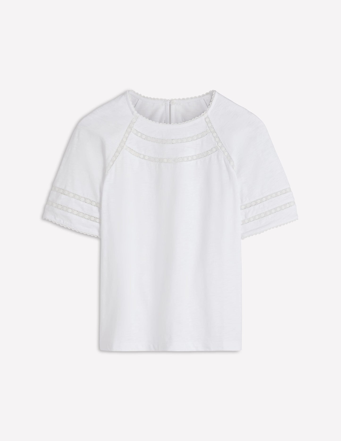 Poppy Trim Crew T-shirt-White