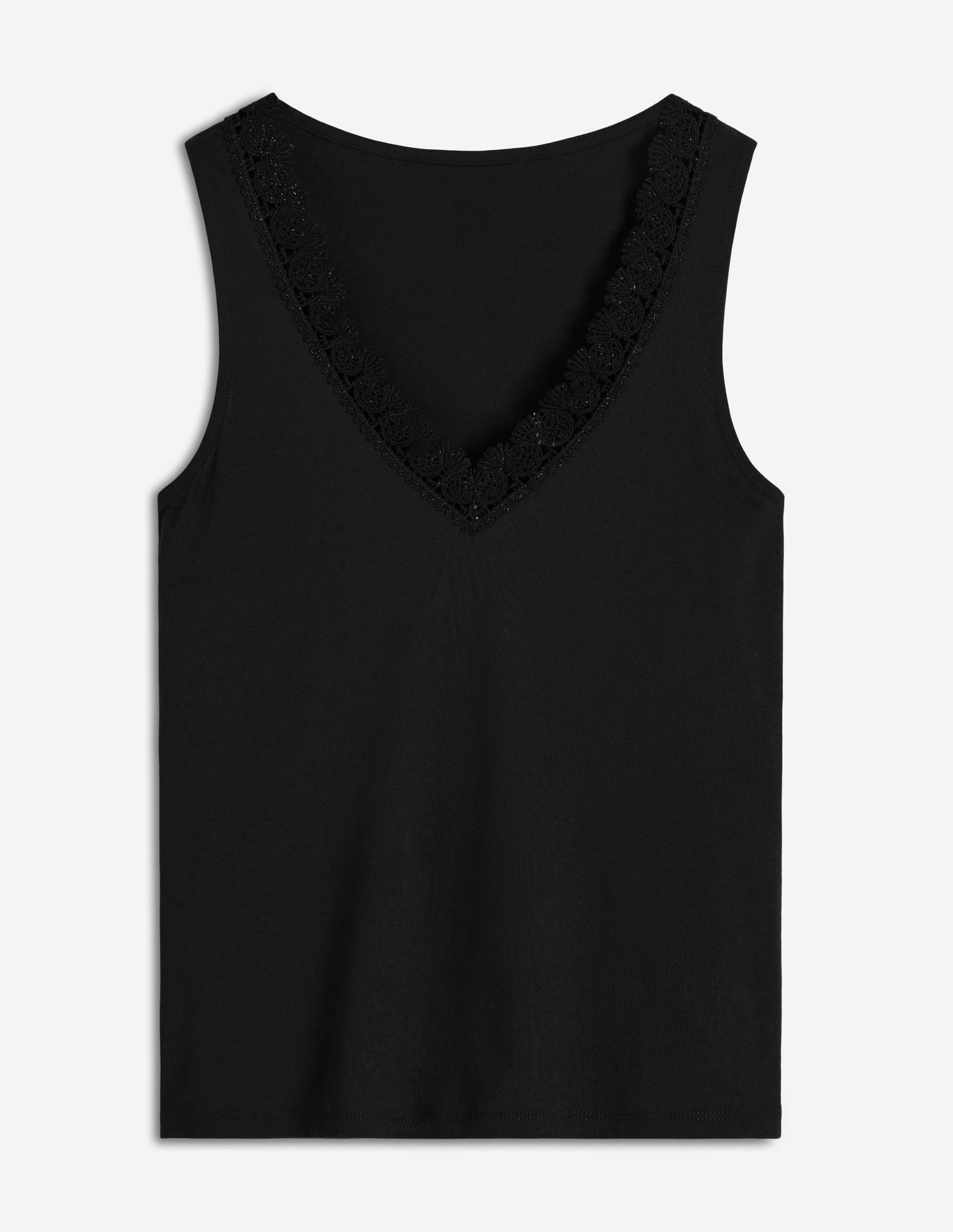 Flora Lace Trim Supersoft Vest-Black Beauty