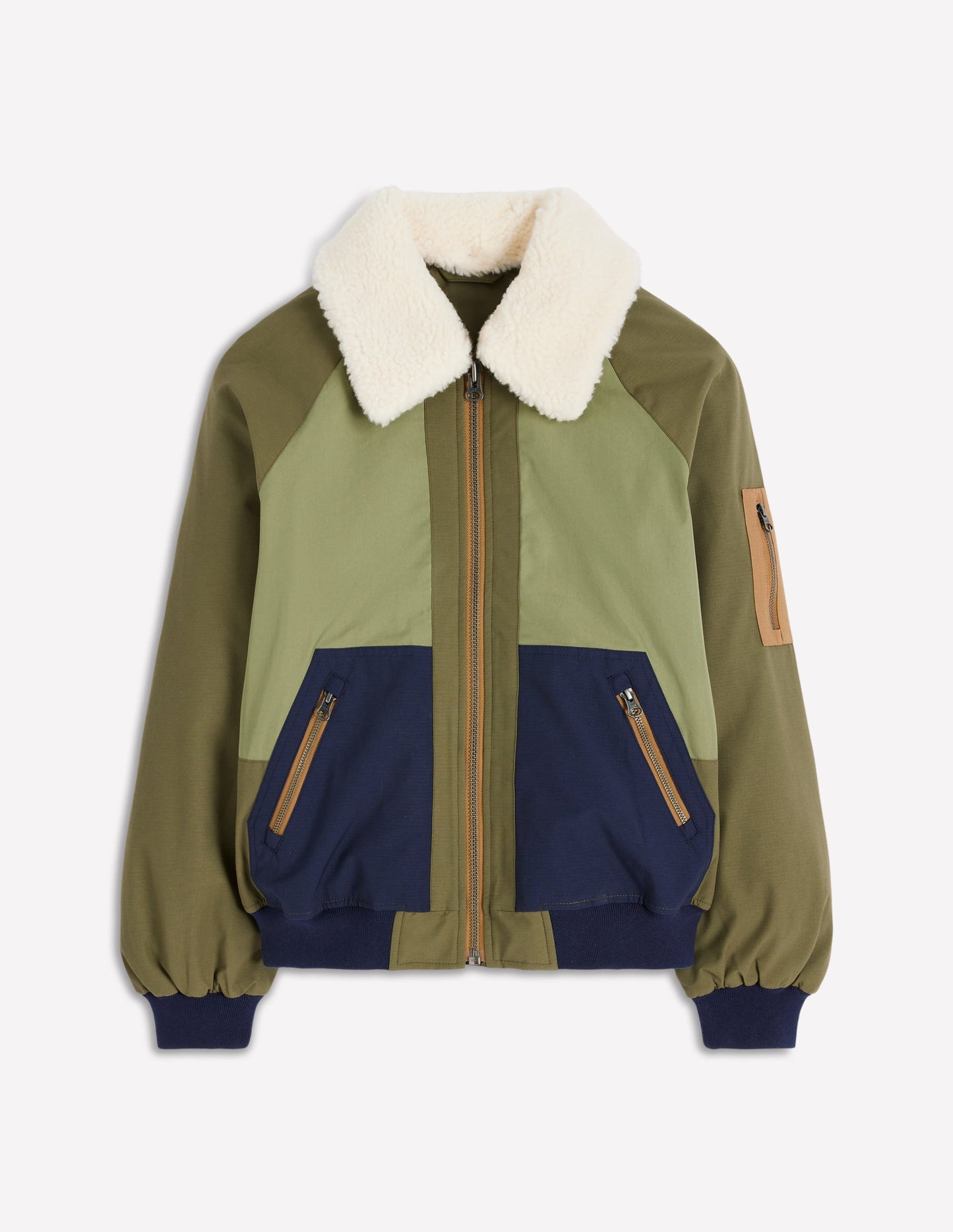 Borg Detail Bomber Jacket-Woodland Green