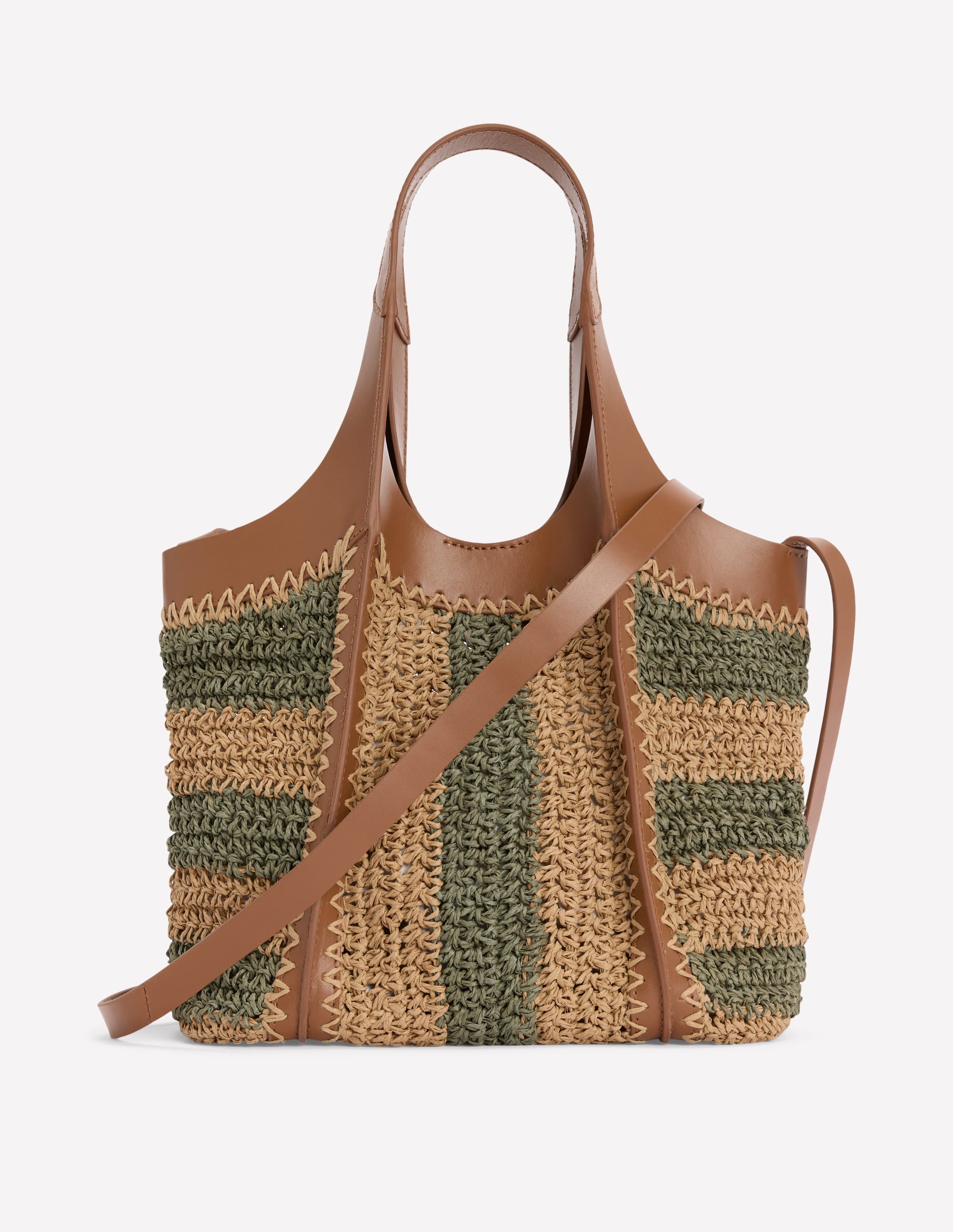 Mini Straw Tote-Khaki/Natural Stripe | Boden USA