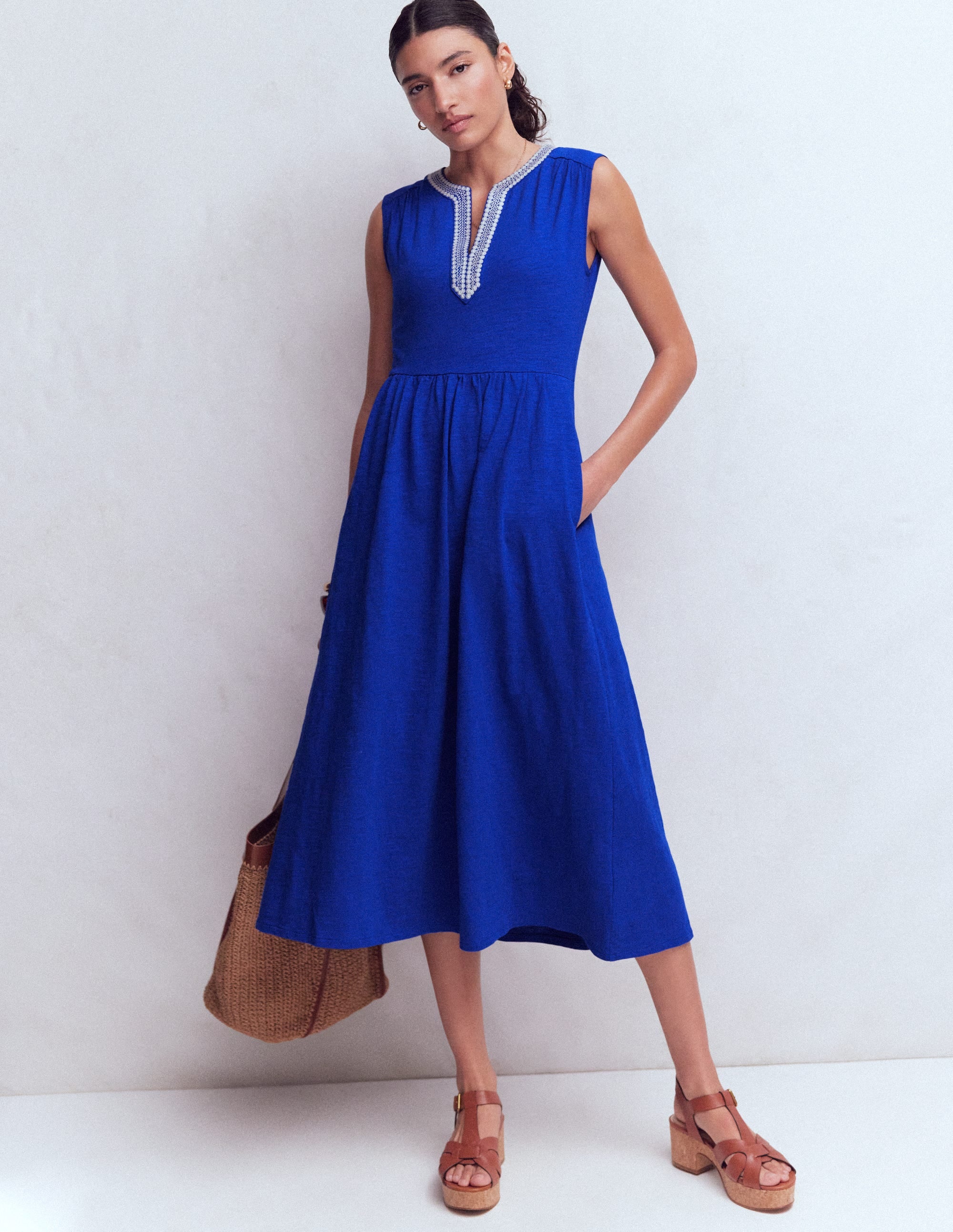 Boden Women's May Jersey Midi Dress in Blue