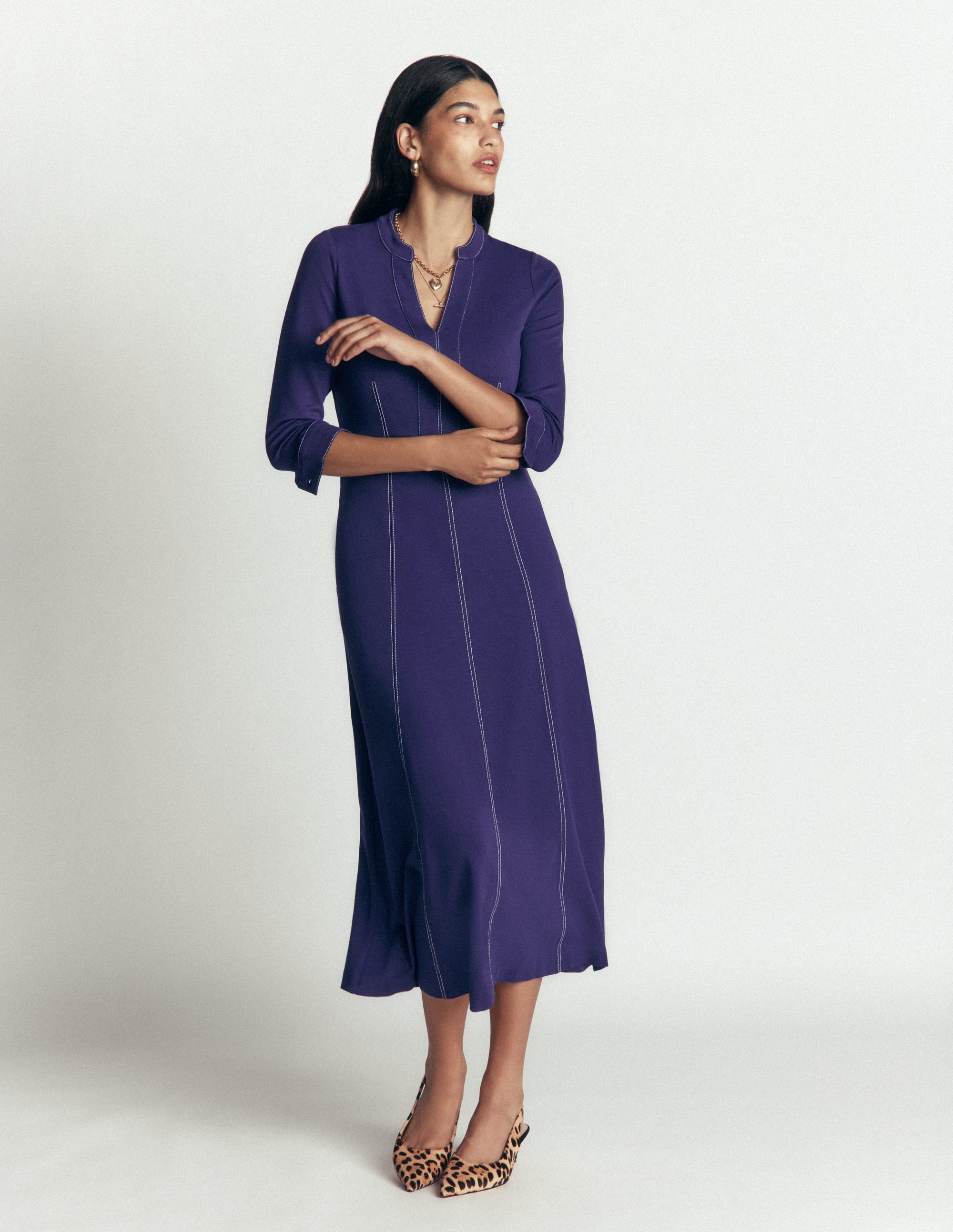 Alex Ponte Contrast Midi Dress - Zodiac Purple | Boden USA