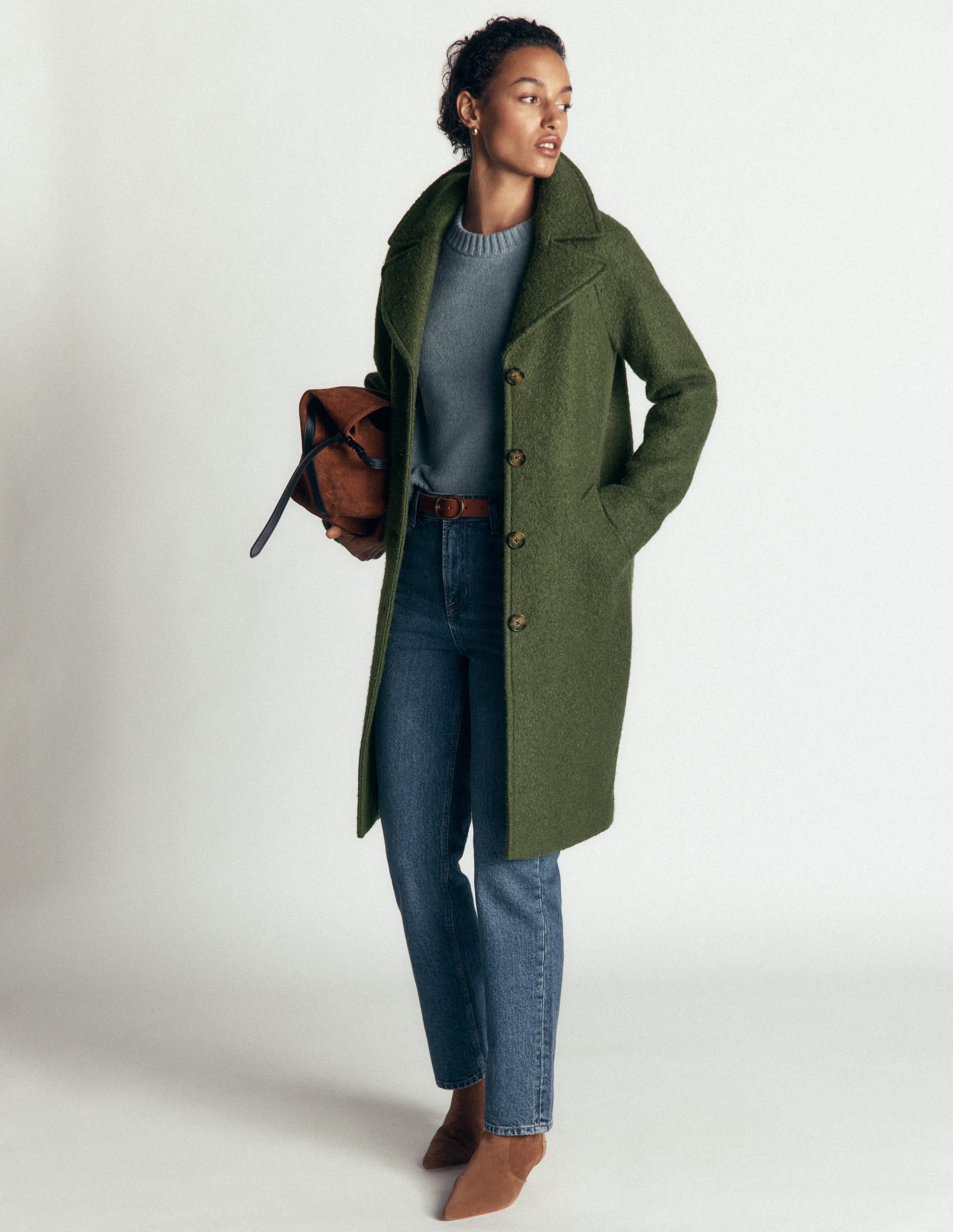 【美品】HAUNT ウールリバーコート/38/カーキ Cotswold Wool Coat - Hunter Green | Boden USA