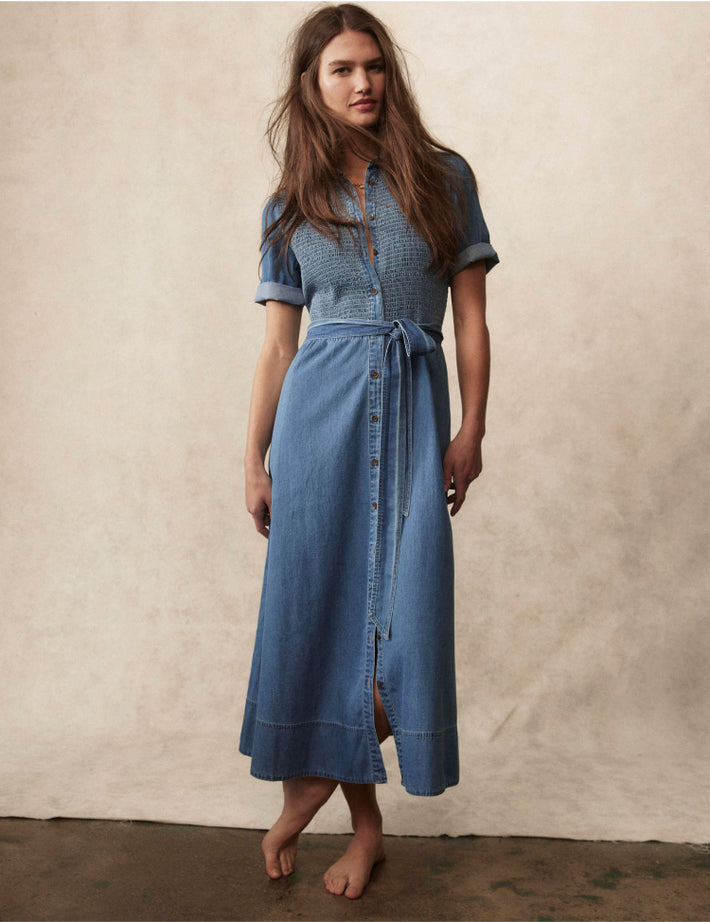 Image link to Amber Denim Midi Dress.