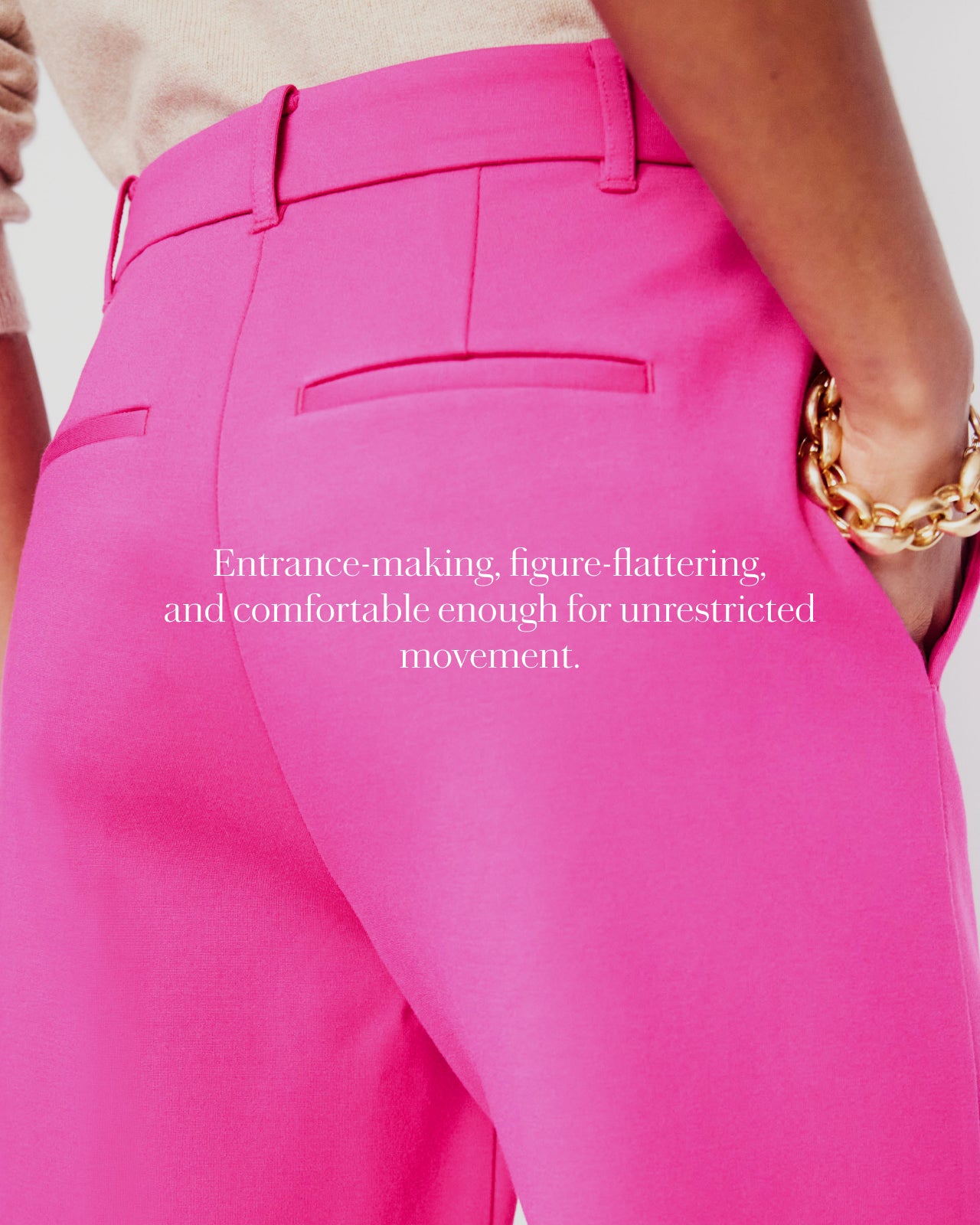 Women wearing pink trousers 