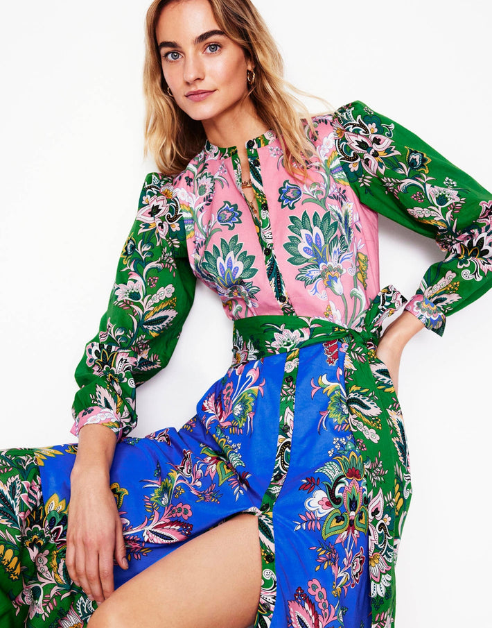 View Mia Tiered Shirt Dress - Multi, Botanica Terrace