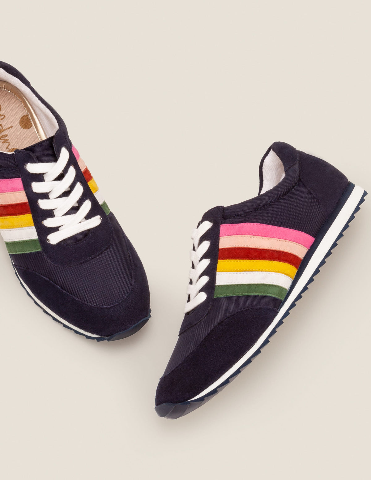 Striped Sneakers-Navy and Rainbow-1