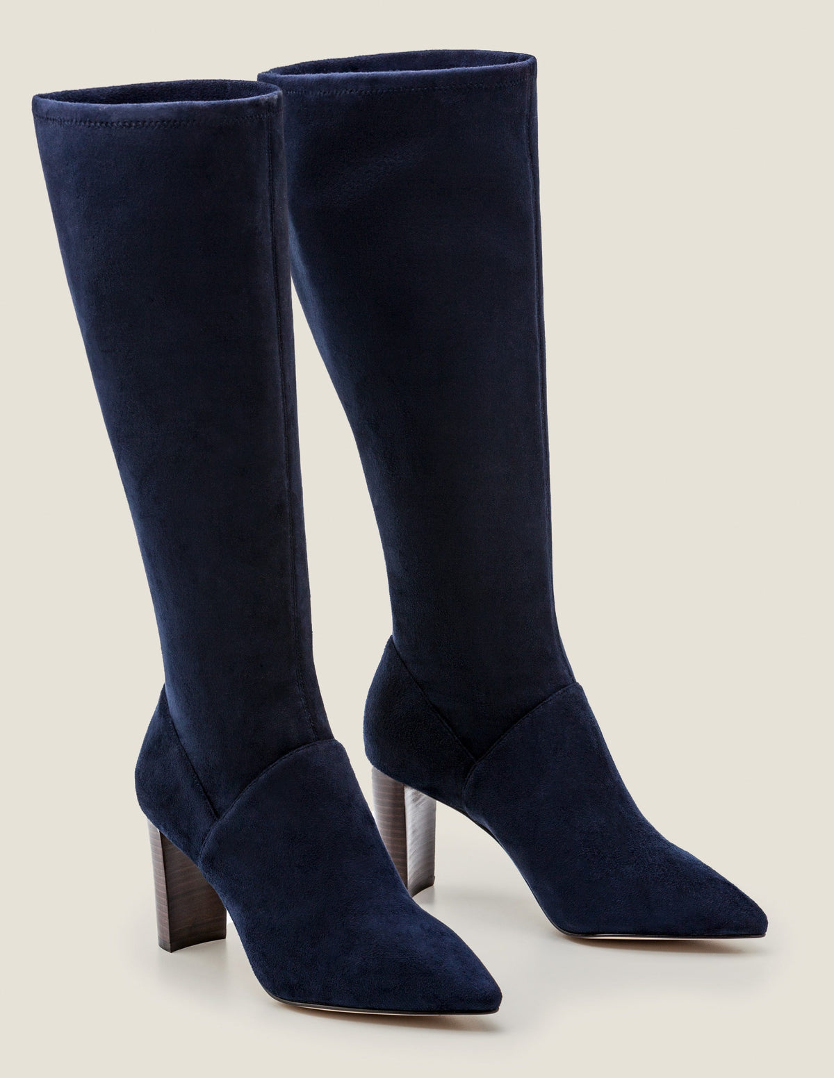 Pointed Toe Stretch Boots-Navy-1