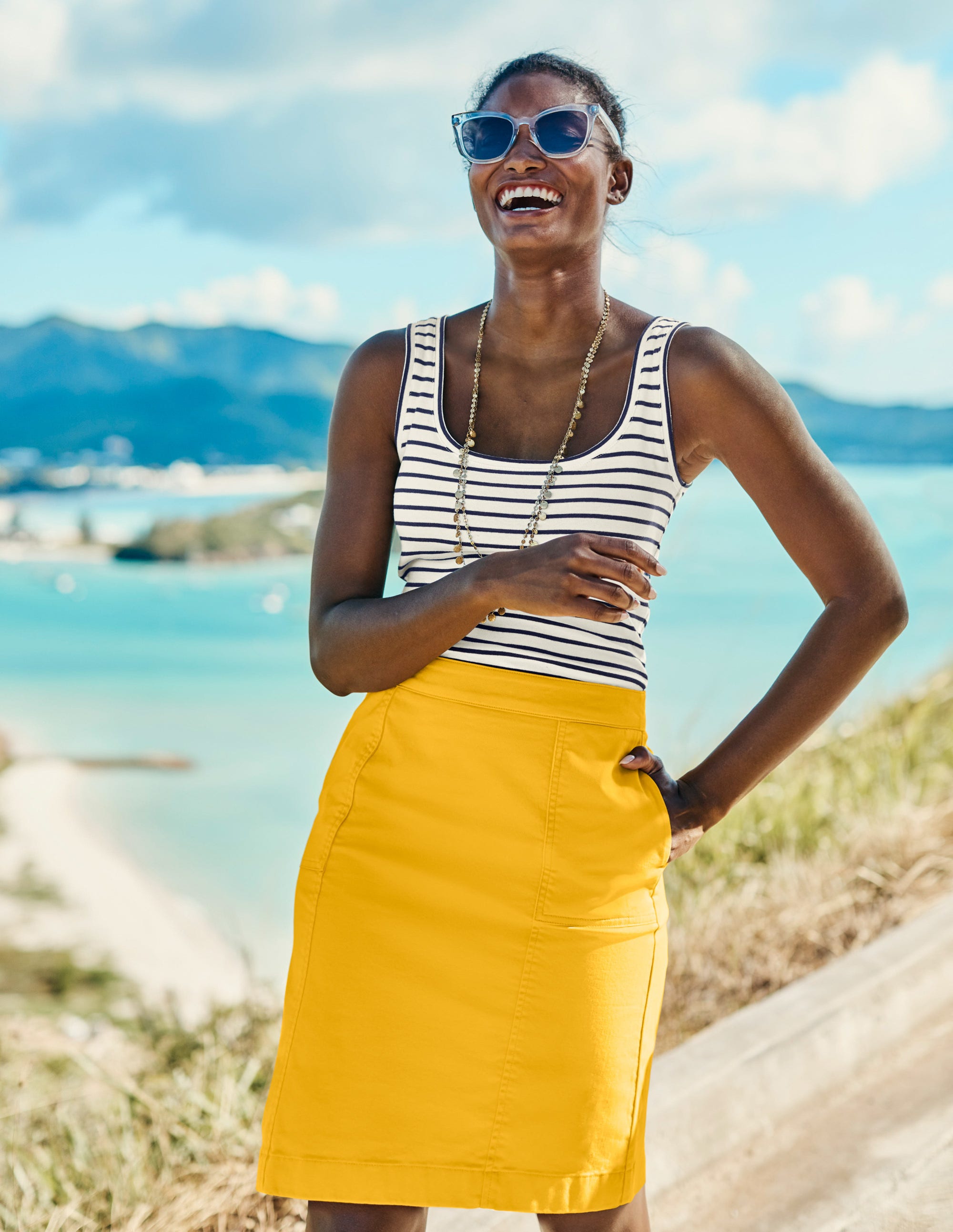 Essential Tank Top-Ivory / Navy Stripe - Image 7
